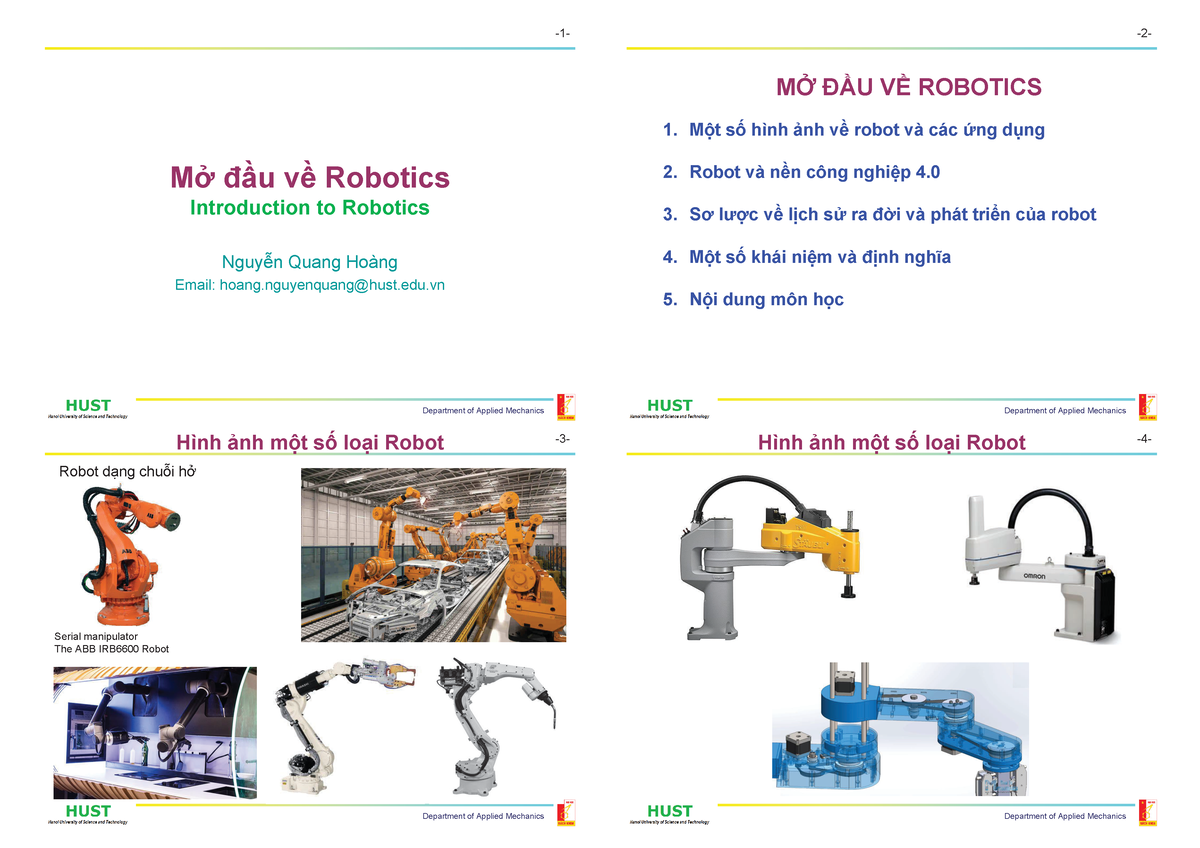 Robotics 0 - Introduction To Robotics - 4s - Department Of Applied ...