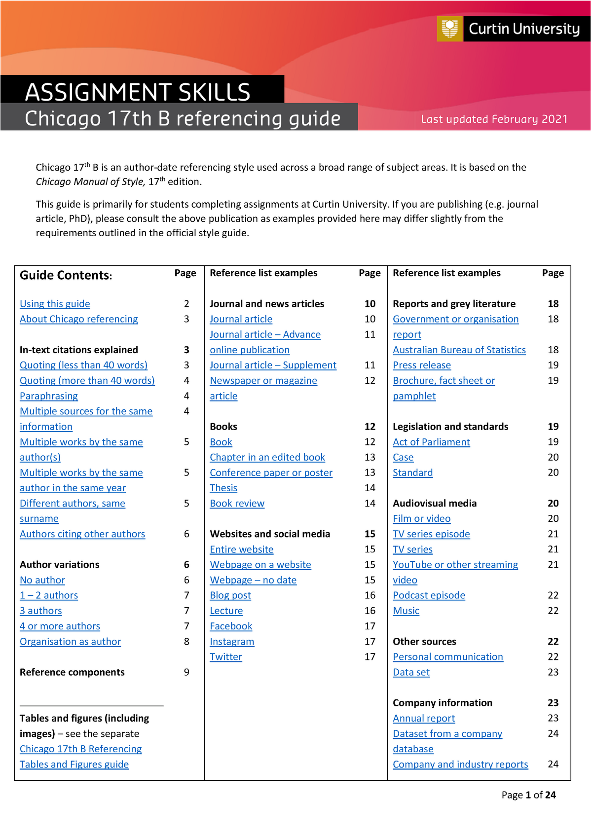 Chicago 17th B Referencing Guide - Page 1 Of 24 Last Updated February ...