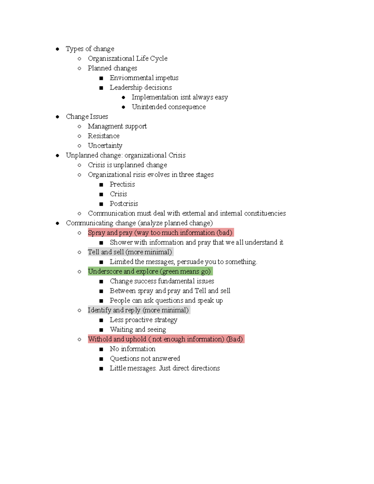 Organizational Change - Types of change Organiszational Life Cycle ...