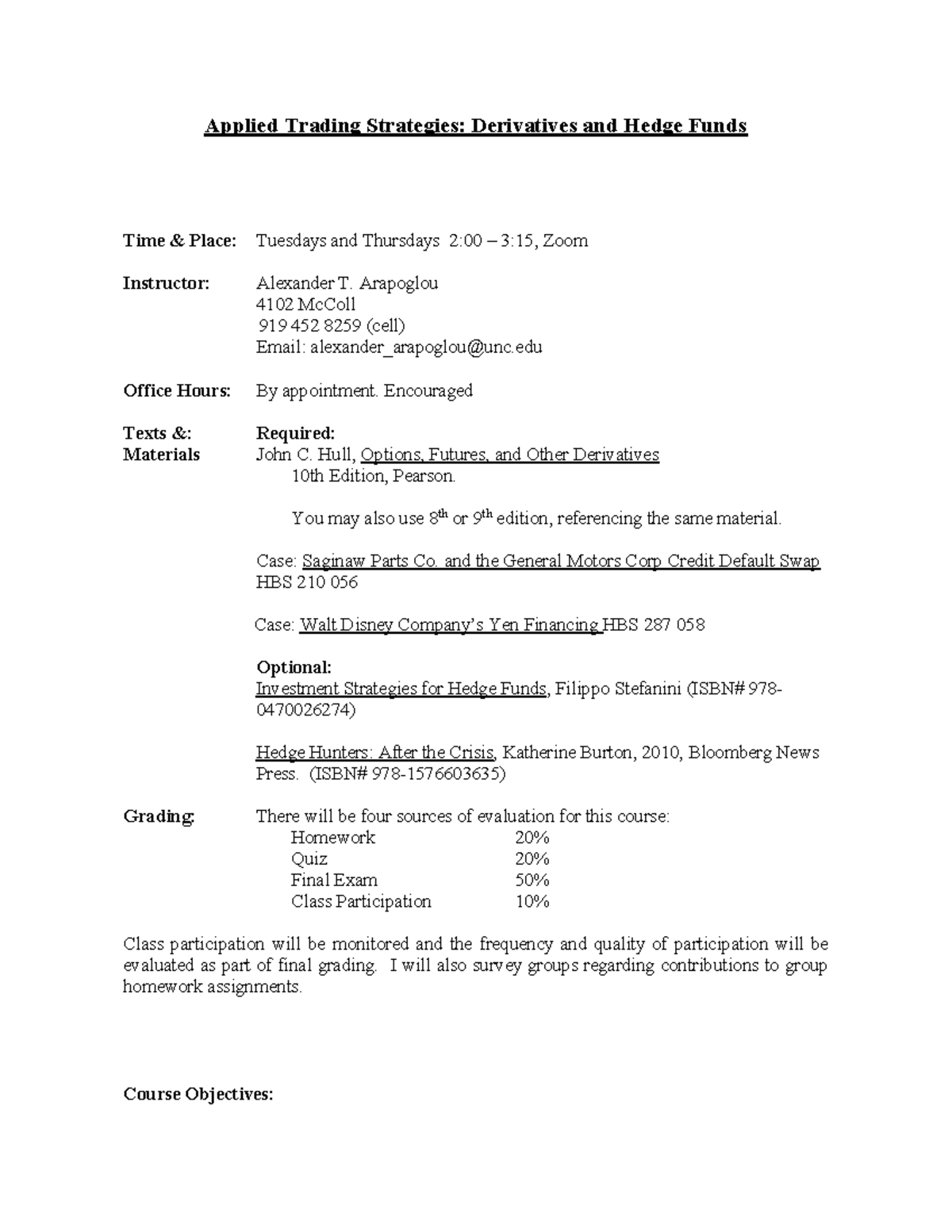 BUSI 688 - Syllabus on this course. - Applied Trading Strategies ...