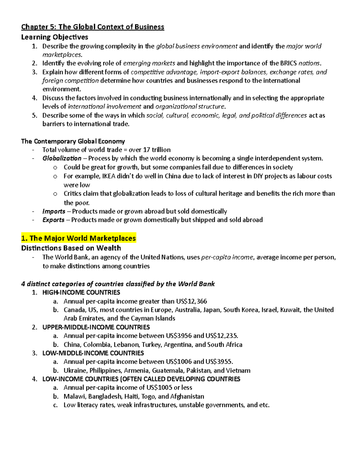 Chapter 5 (1-5) - Textbook - Chapter 5: The Global Context of Business ...