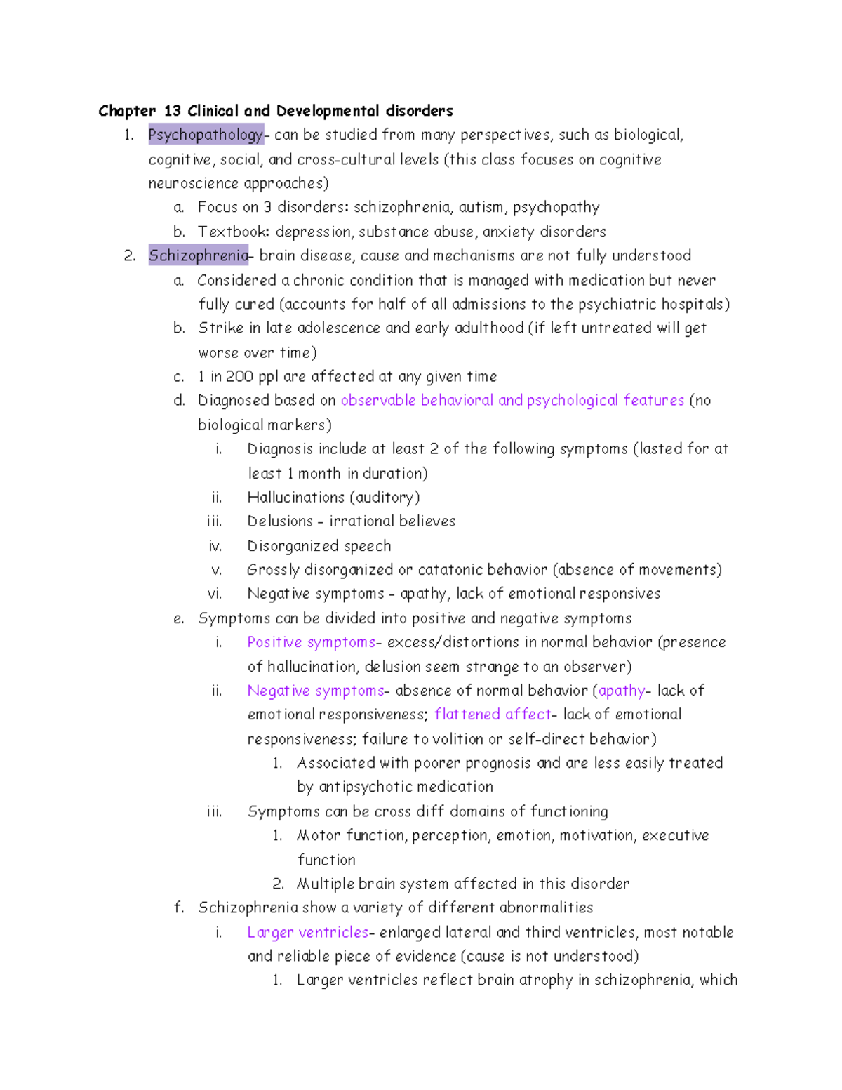Chapter 13 Clinical and Developmental disorders - Chapter 13 Clinical ...