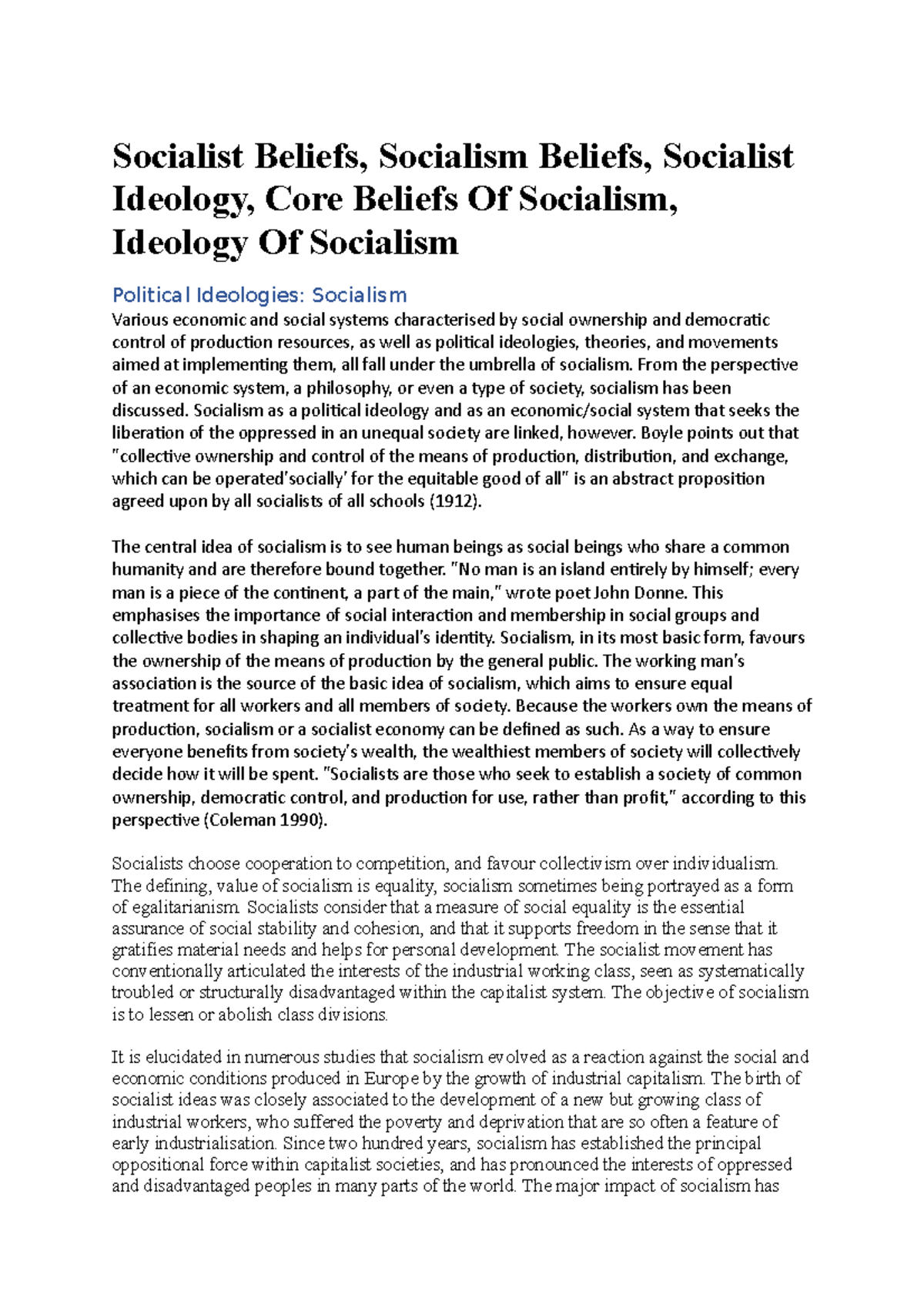 Socialist Beliefs Socialism Beliefs Socialist Ideology Political