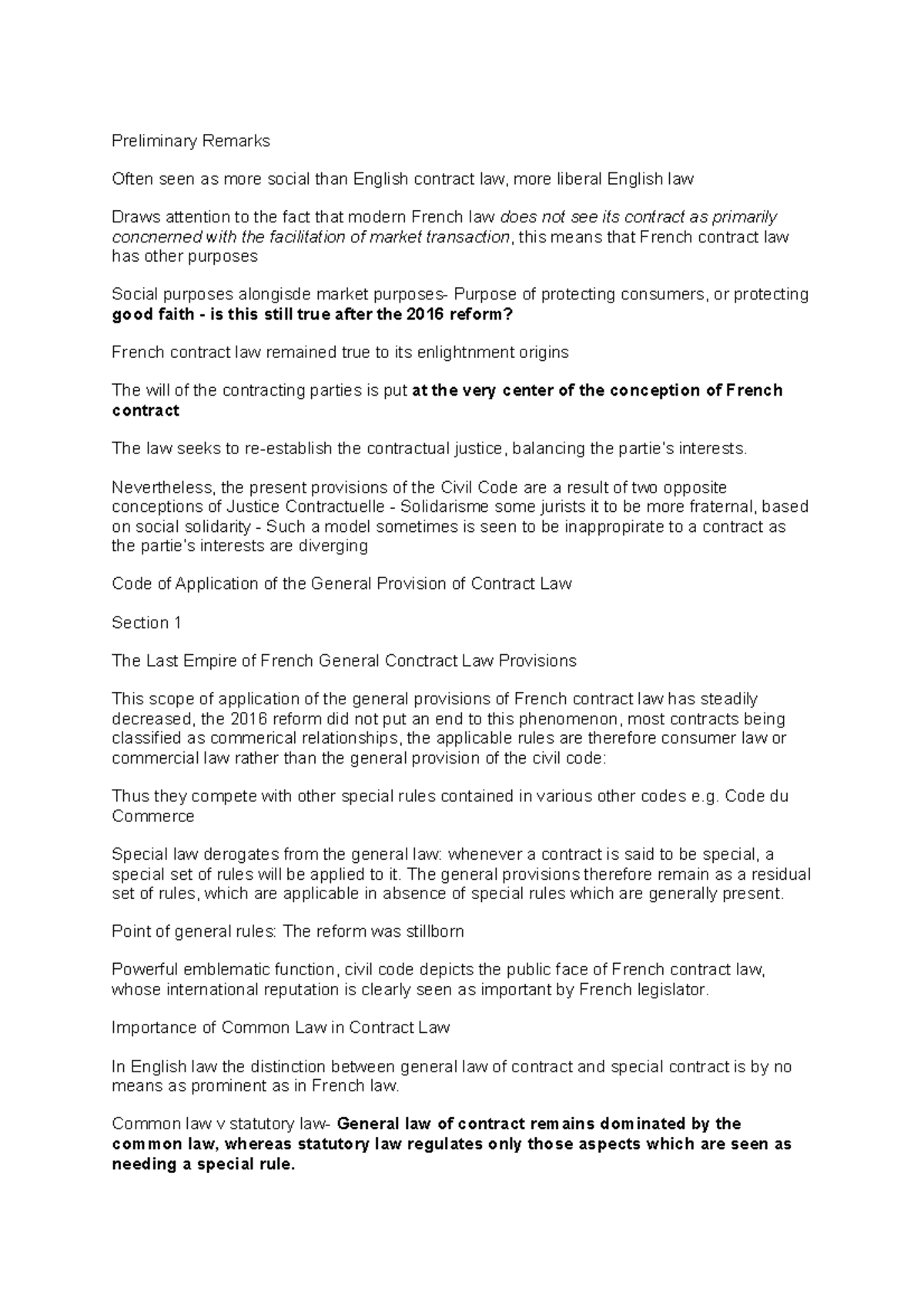 French Law of Obligations Preliminary Remarks Often seen as more social than English contract