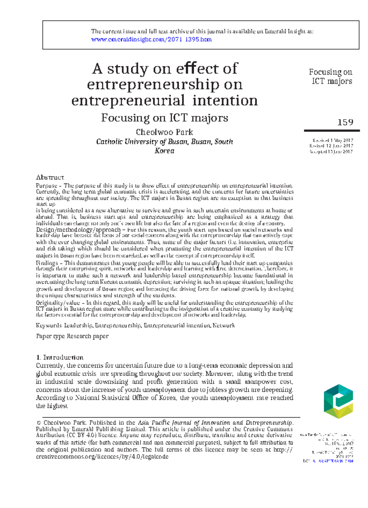A study on effect of entrepreneurship on entrepreneurial ...