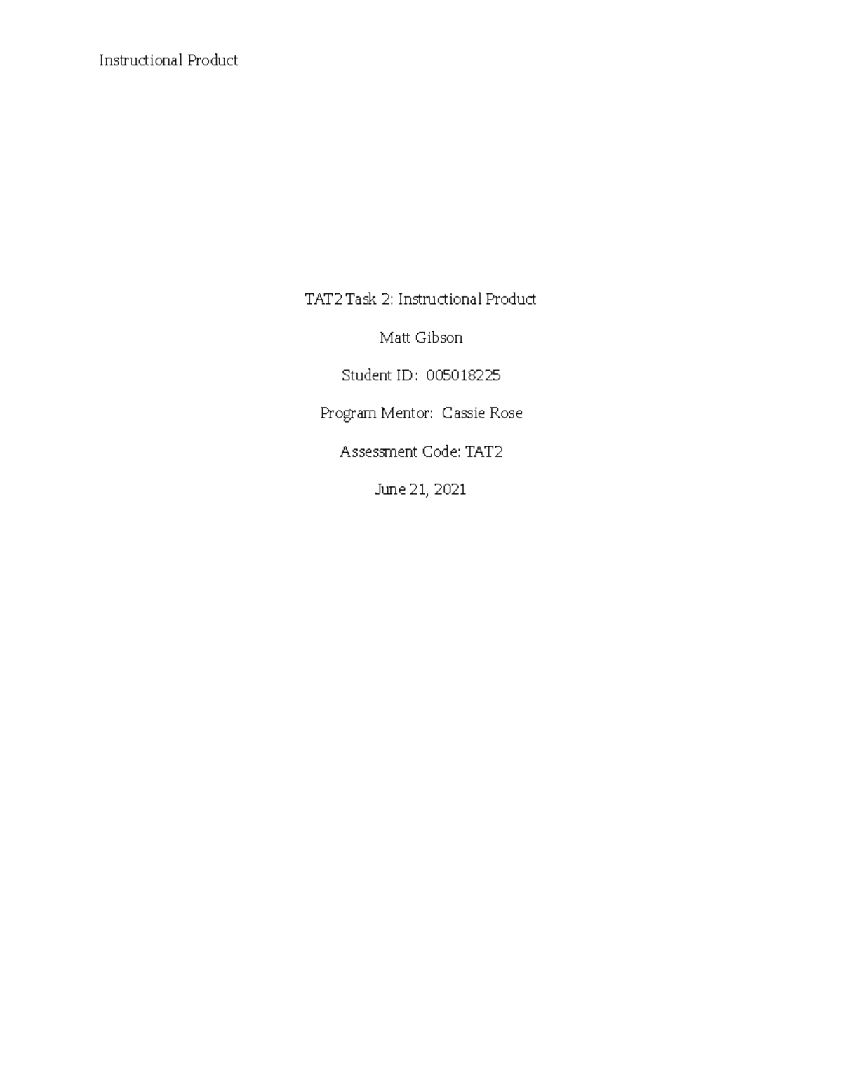 TAT2 Task 2 - Technology Production - Instructional Product - TAT2 Task ...