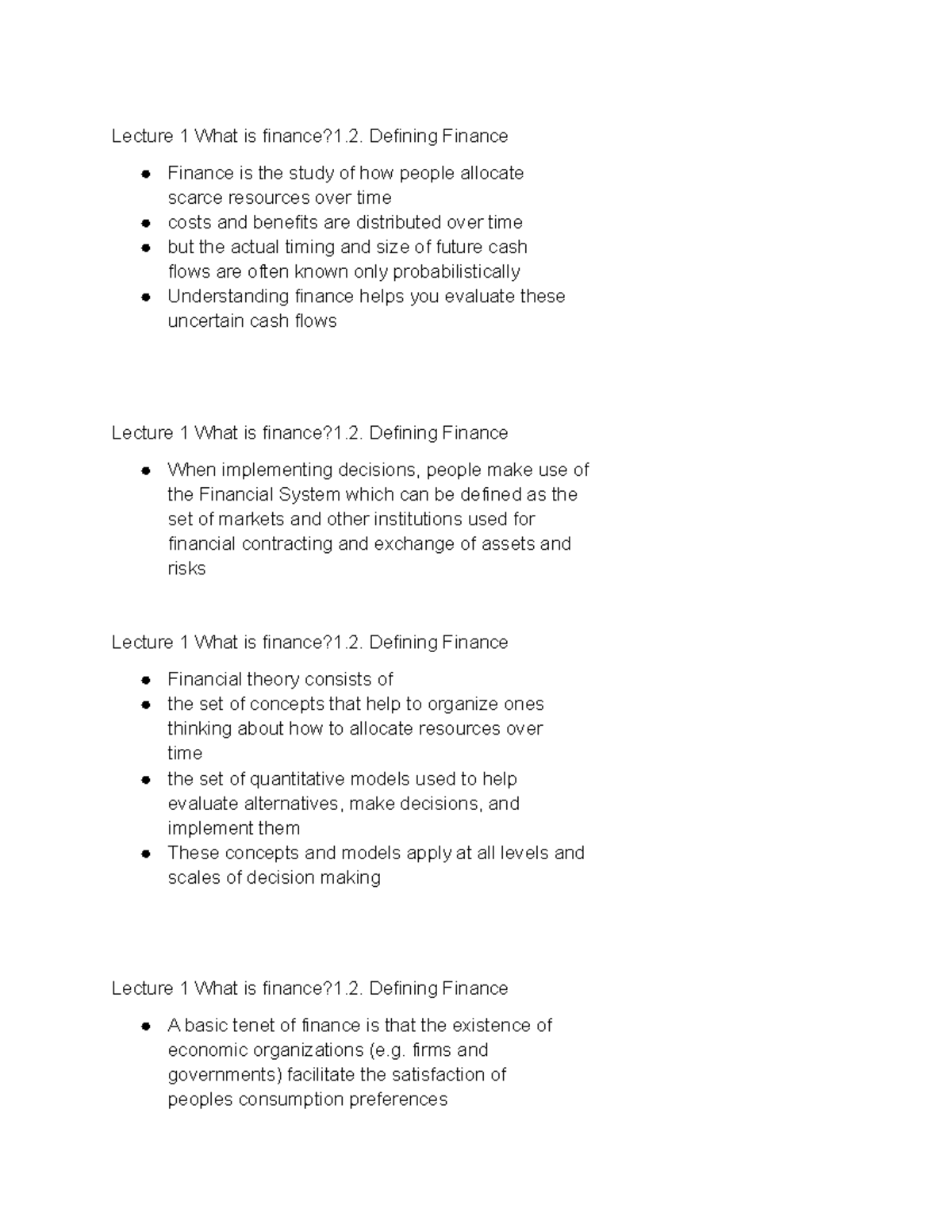 Financial Management Part 3 - Lecture 1 What is finance?1. Defining ...