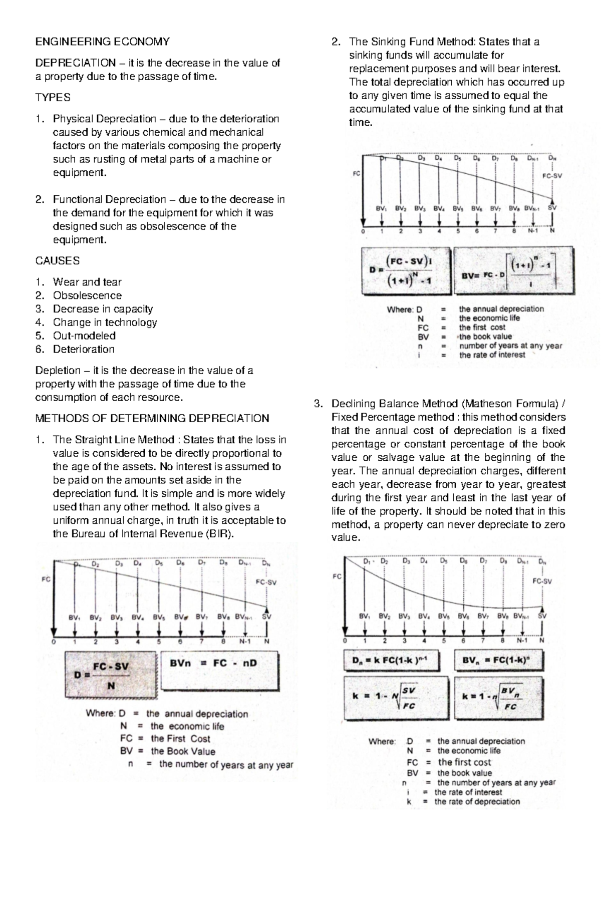 Toaz - Reviewer - ENGINEERING ECONOMY DEPRECIATION – It Is The Decrease ...