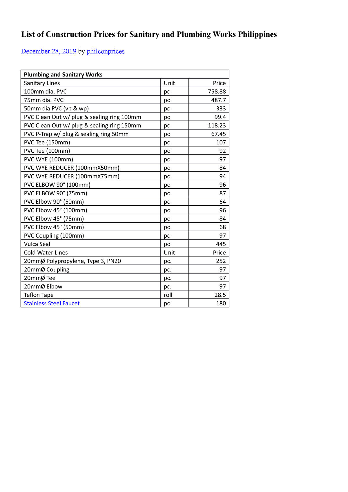 list-of-construction-prices-for-sanitary-and-plumbing-works-philippines