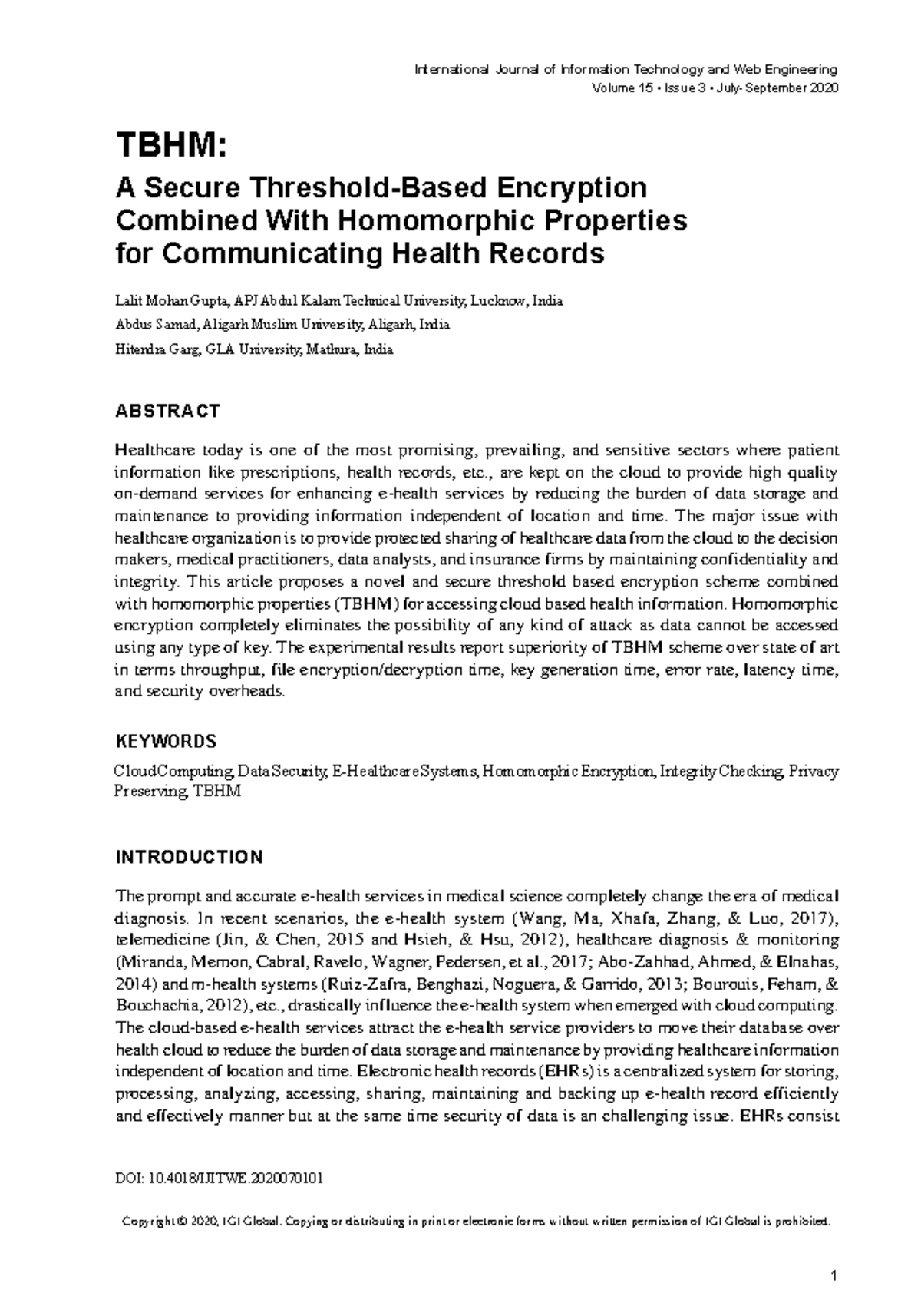Ijitwe-TBHM-complete paper - DOI: 10/IJITWE. Volume 15 • Issue 3 • July ...