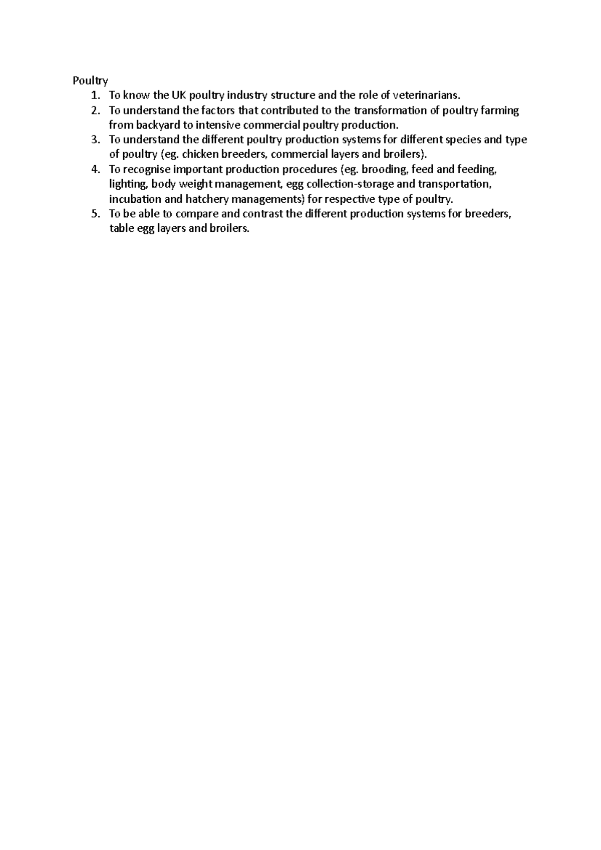 Poultry - Questions made from lectures - Poultry 1. To know the UK ...