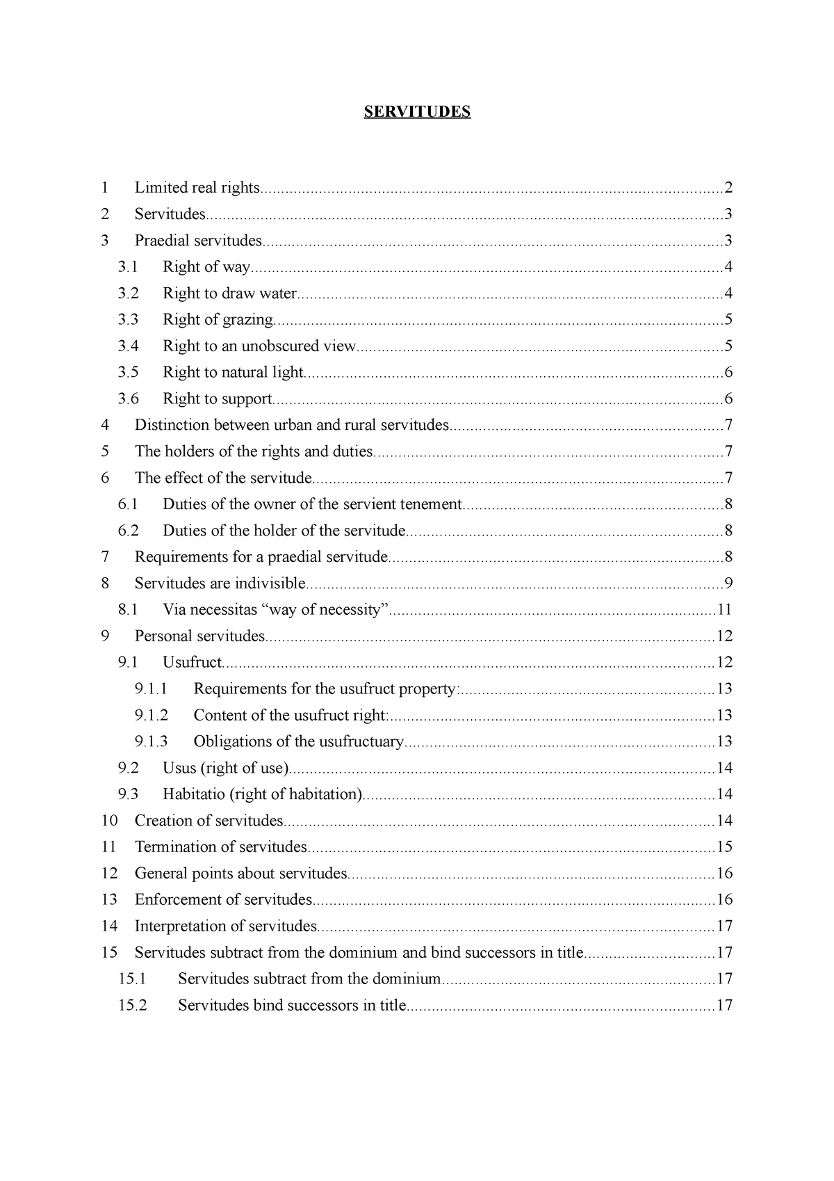 03. Servitudes - Property notes - 1 Limited real - Studocu