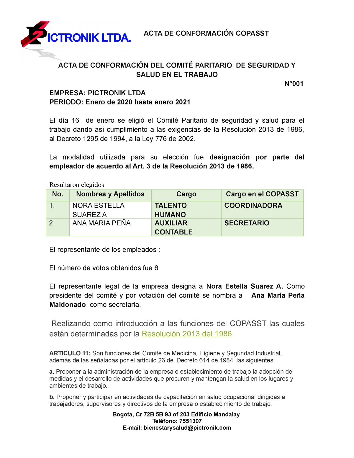 Acta-Conformacion-Copasst Conformacion Del Copasst Como Requisito Del ...