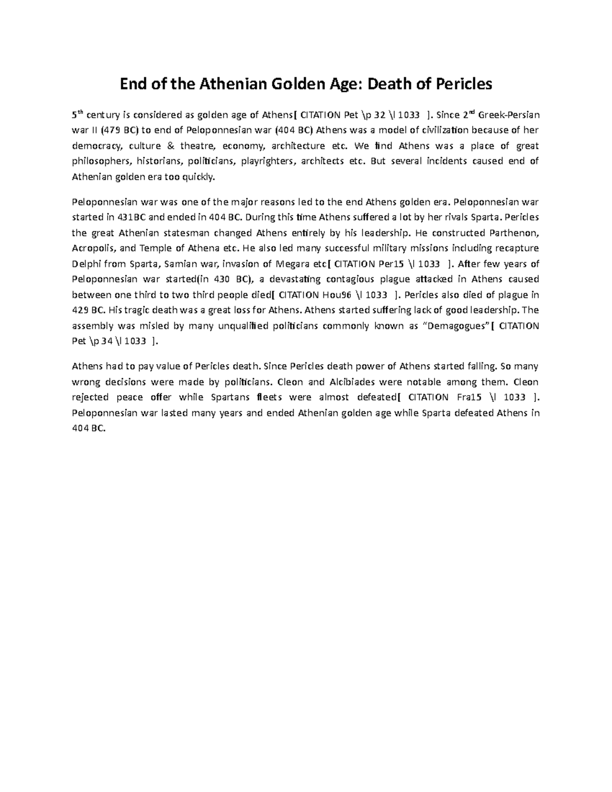 Learning Journal Unit 3 - End of the Athenian Golden Age: Death of ...