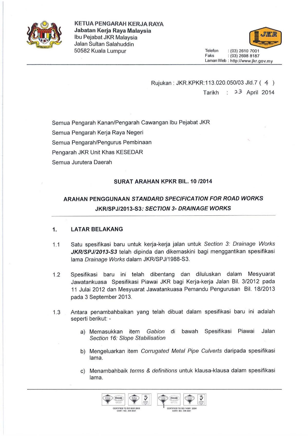 Standard Specification For Road Works Section 3 Drainage Works - KETUA ...