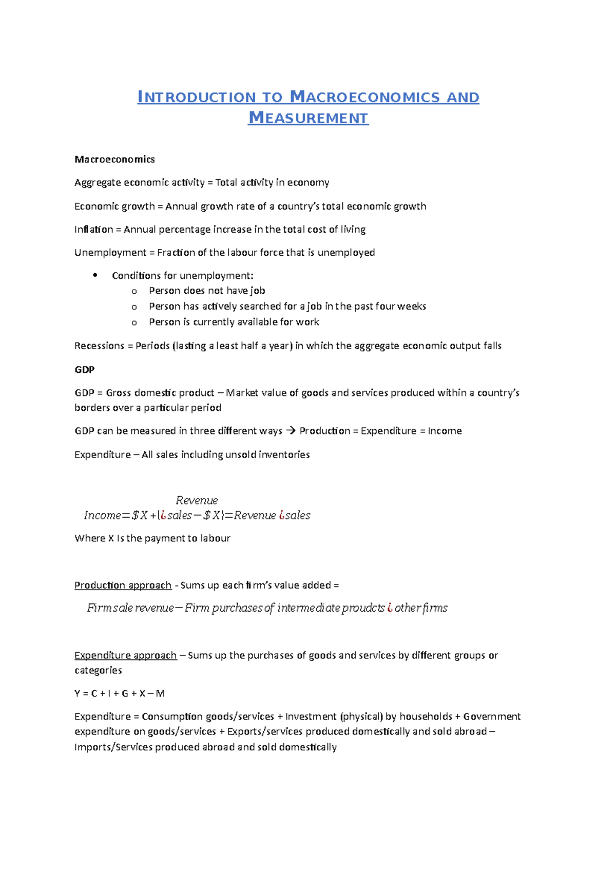 EC100 - Macroeconomics Detailed Notes - INTRODUCTION TO MACROECONOMICS ...