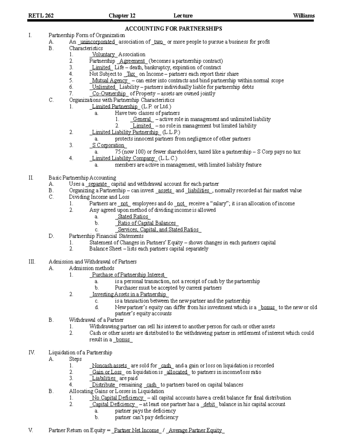 RETL 262 Lecture Chapter 12A - RETL 262 Chapter 12 Lecture Williams ...