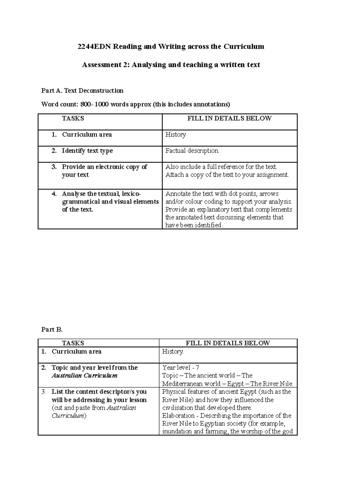 2244EDN Reading and Writing across the Curriculum 2244EDN Reading and
