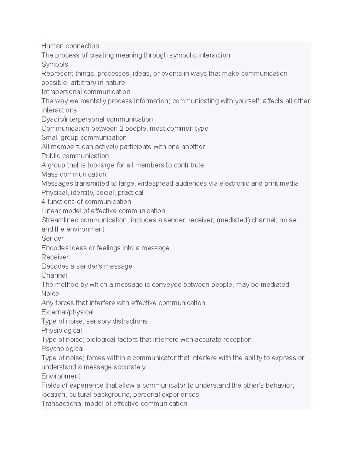 COMS 101 lecture notes Human connection The process of creating