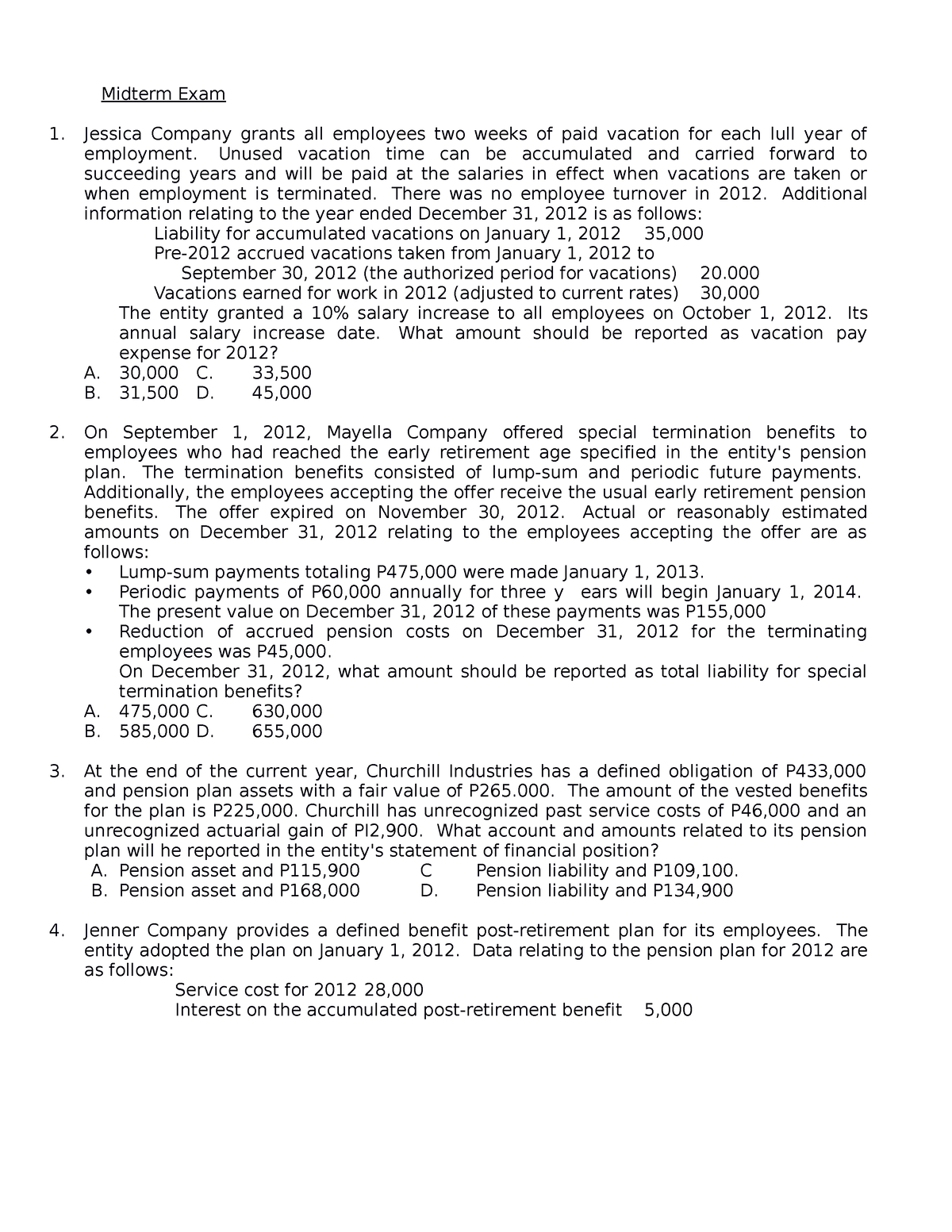 Midterm 3rd year exam - exam - Midterm Exam Jessica Company grants all ...