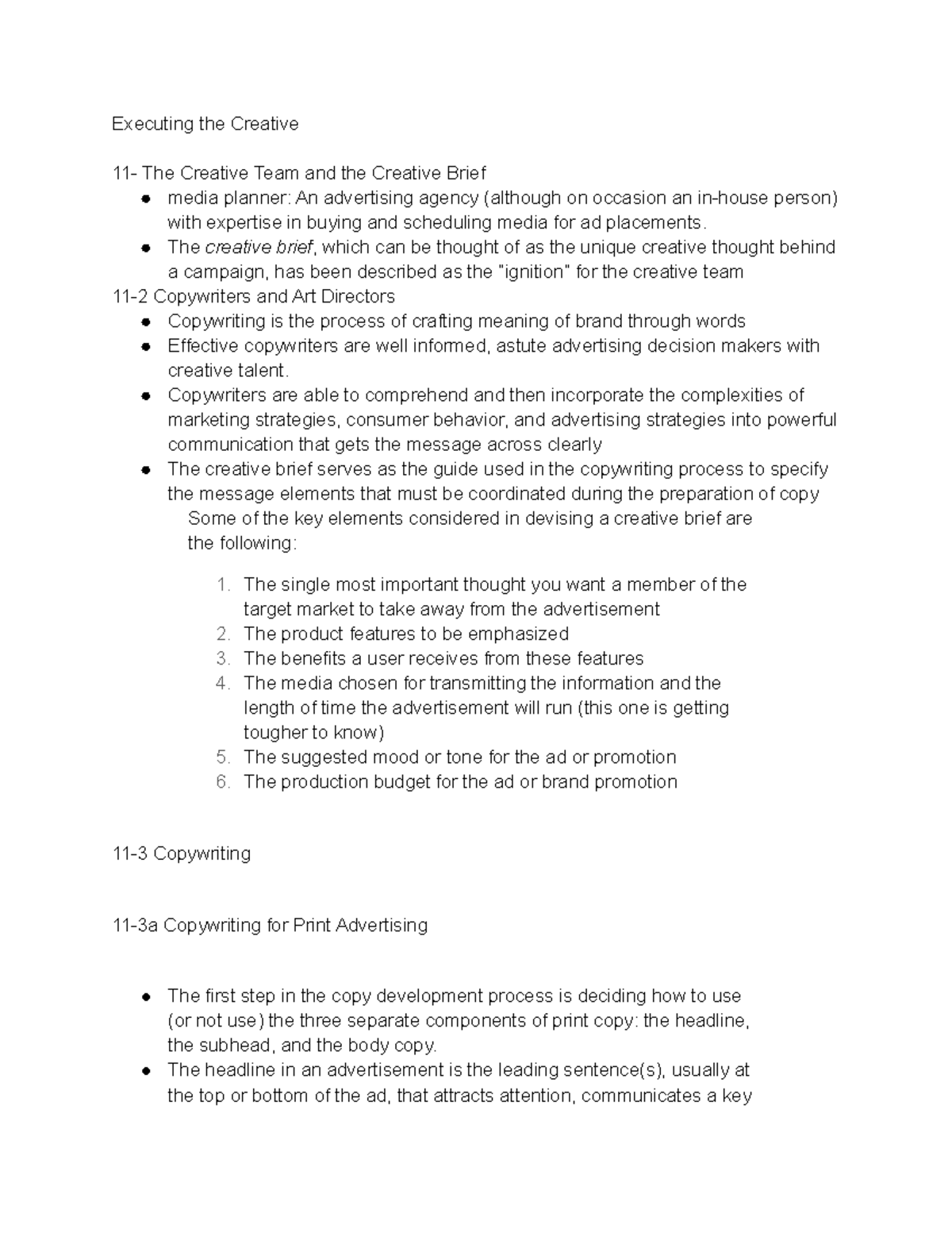 CH 11 - Executing the Creative 11- The Creative Team and the Creative ...