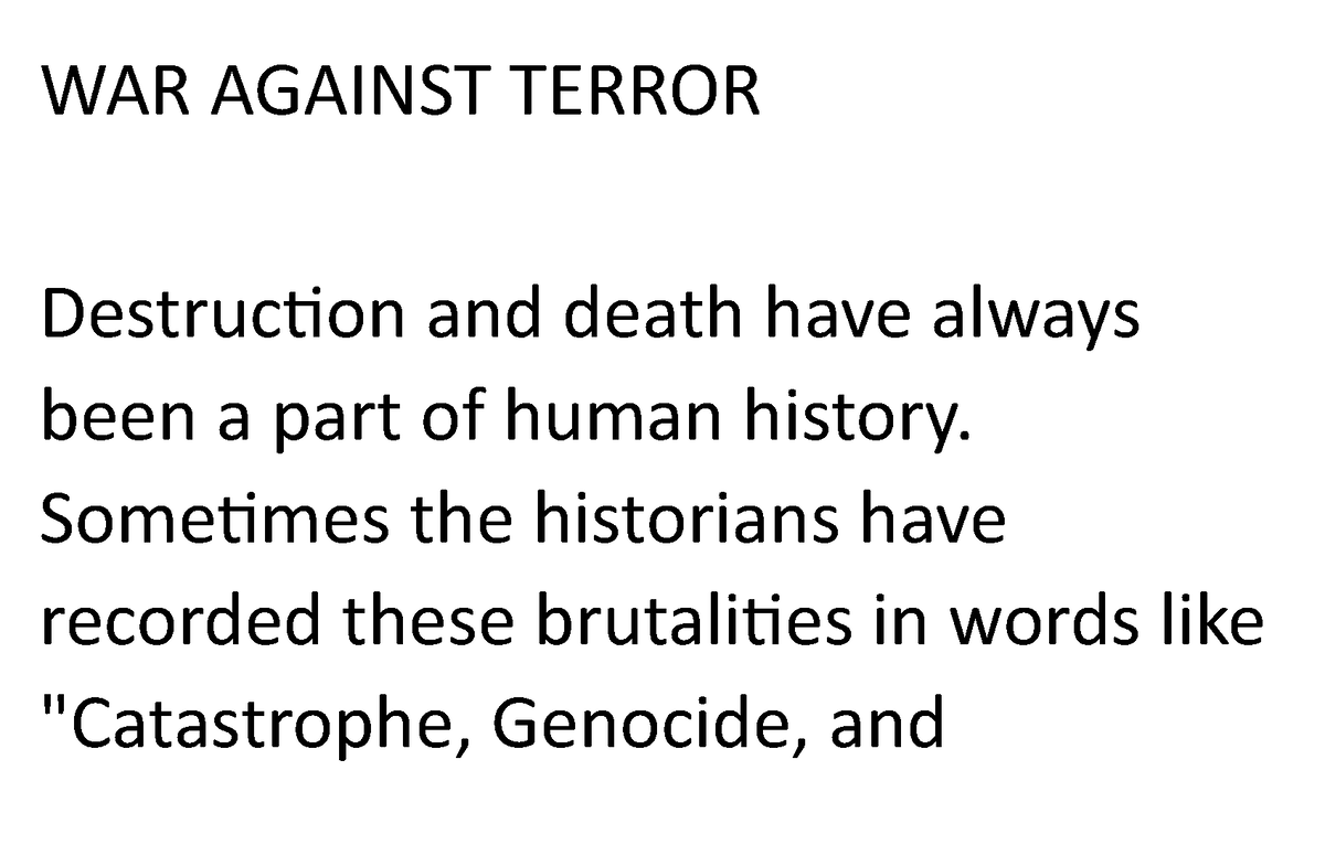 WAR Against Terror - Essay - WAR AGAINST TERROR Destruction And Death ...