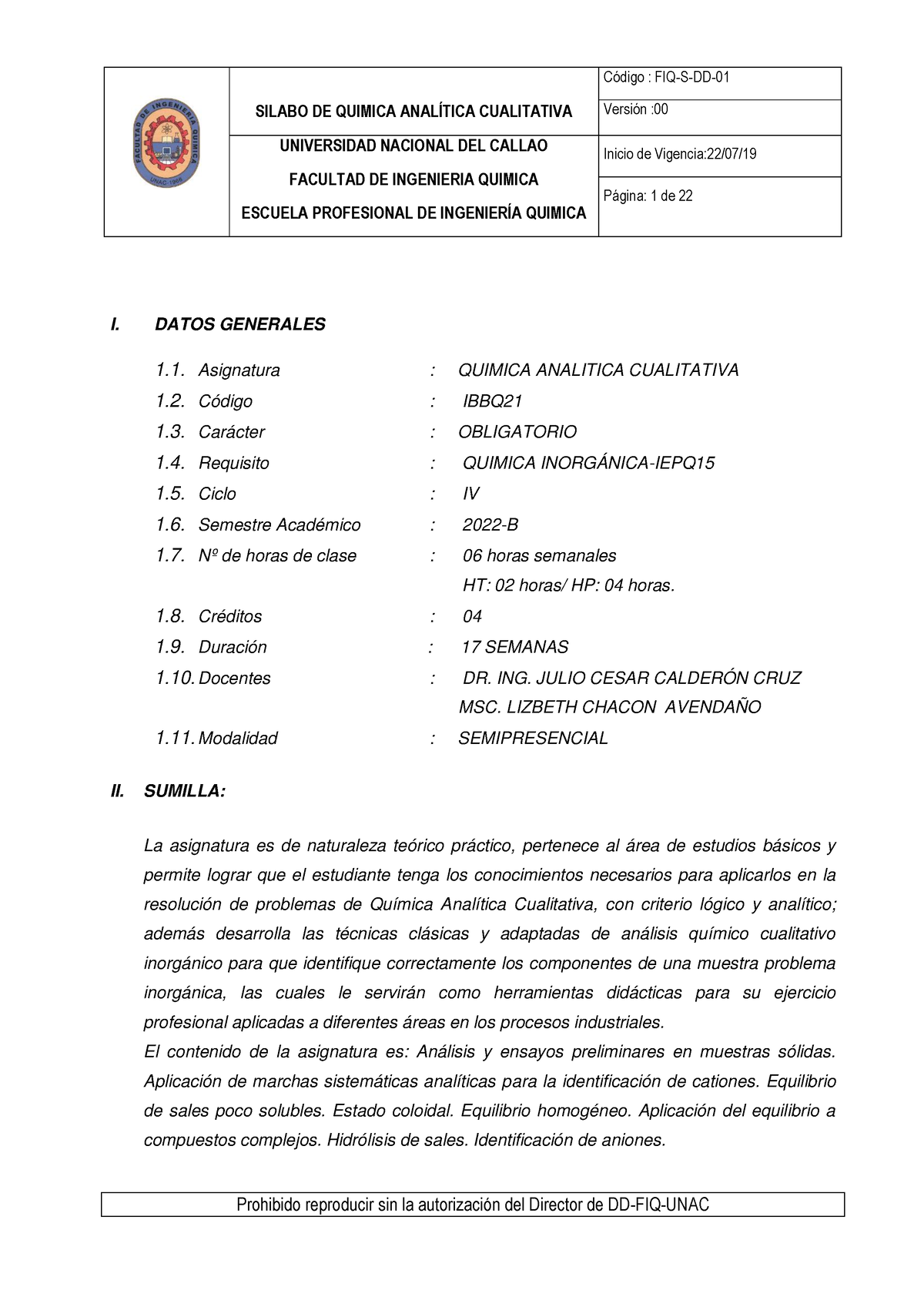 Sylabo Qacuali 2022-B - SILABO 23A. - SILABO DE QUIMICA ANALÕTICA ...