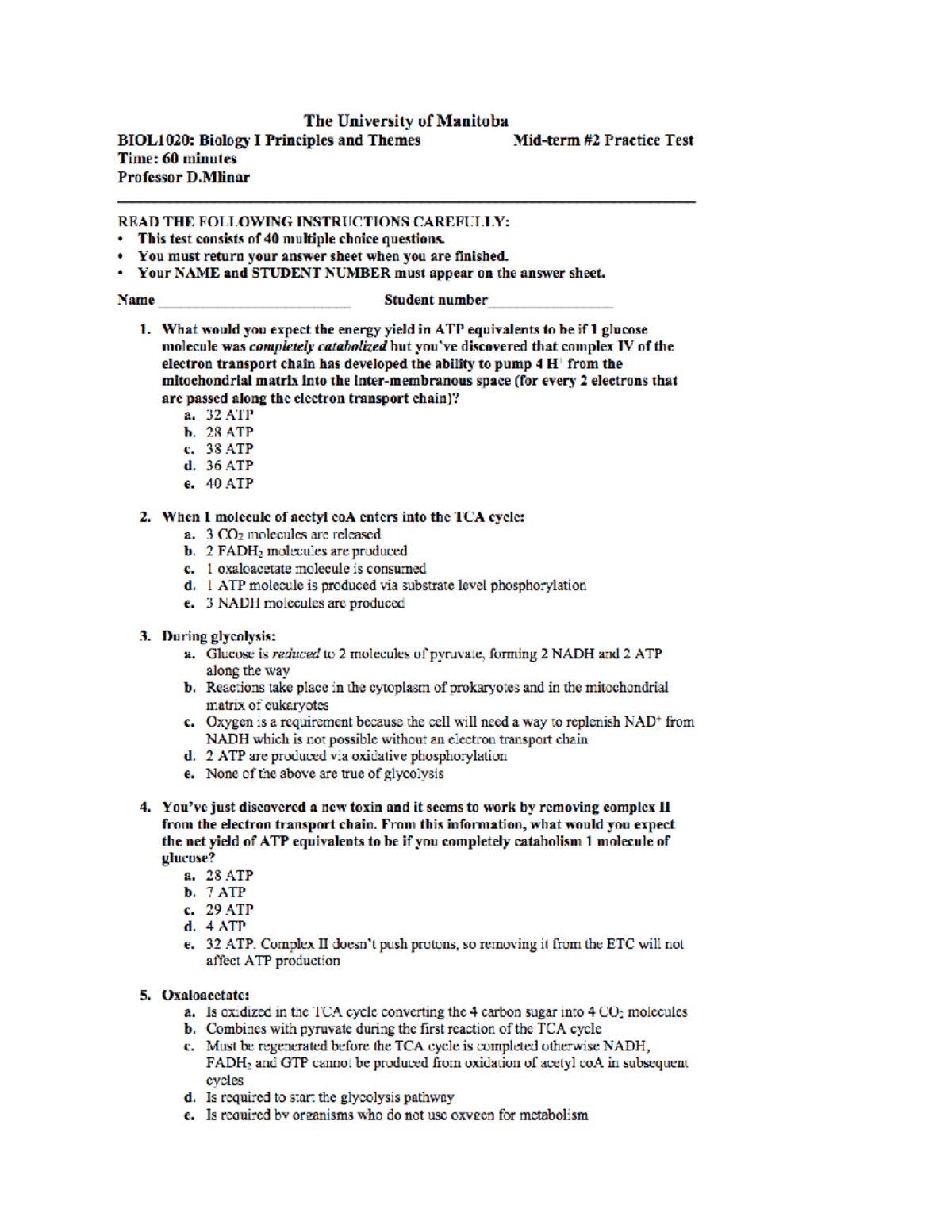 BIOL 1020 Midterm Practice 2 - BIOL 1020 - Studocu