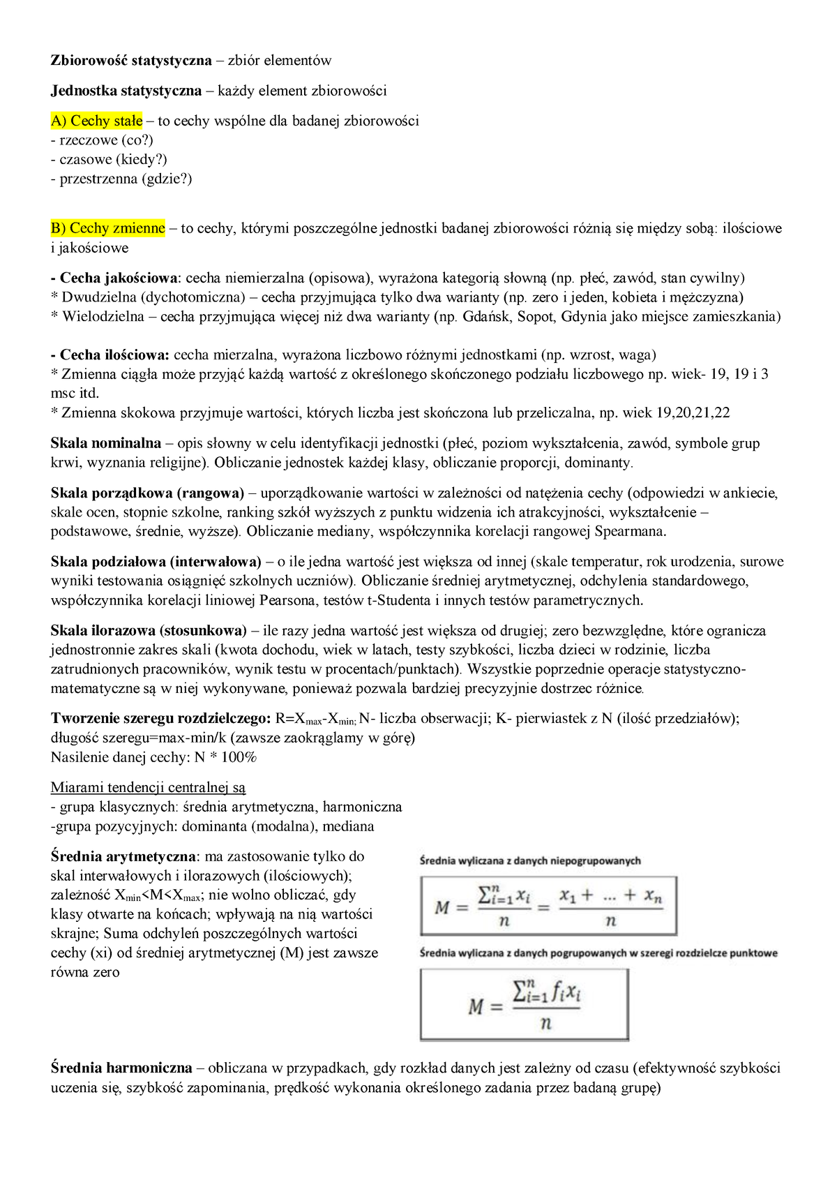 Wskazówki W PIGUŁCE Statystyka - Zbiorowość Statystyczna – Zbiór ...