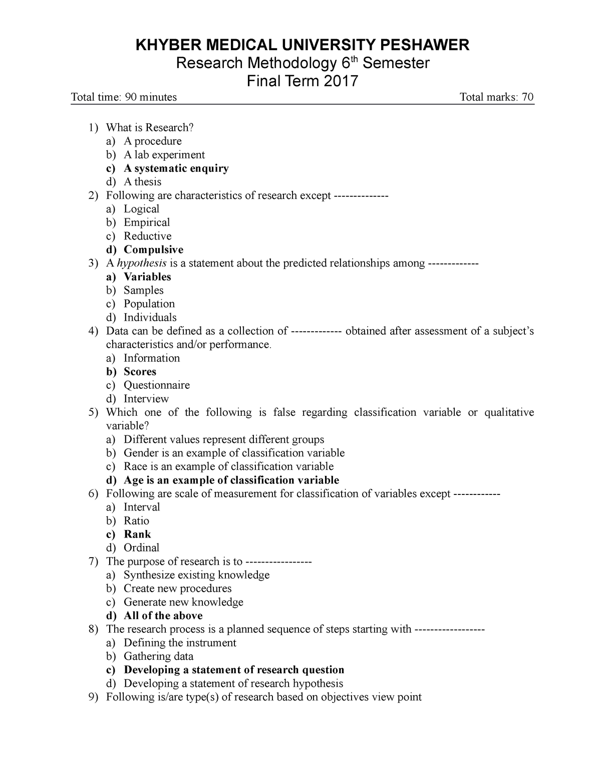 Research Methodology Paper 2017 Research Methodology 6th