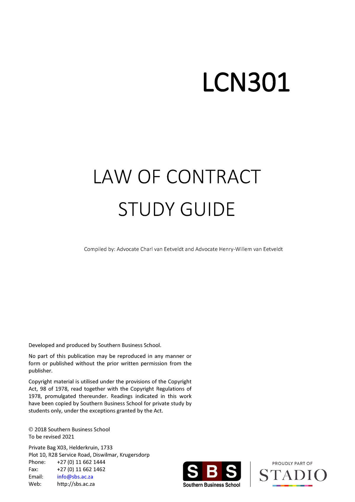 LCN301 2020 02 SG - RE5 Questions - LAW OF CONTRACT STUDY GUIDE ...