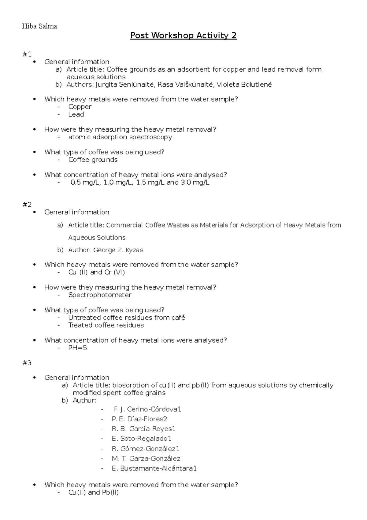 Post Workshop Activity 2 - Hiba Salma Post Workshop Activity 2 General ...