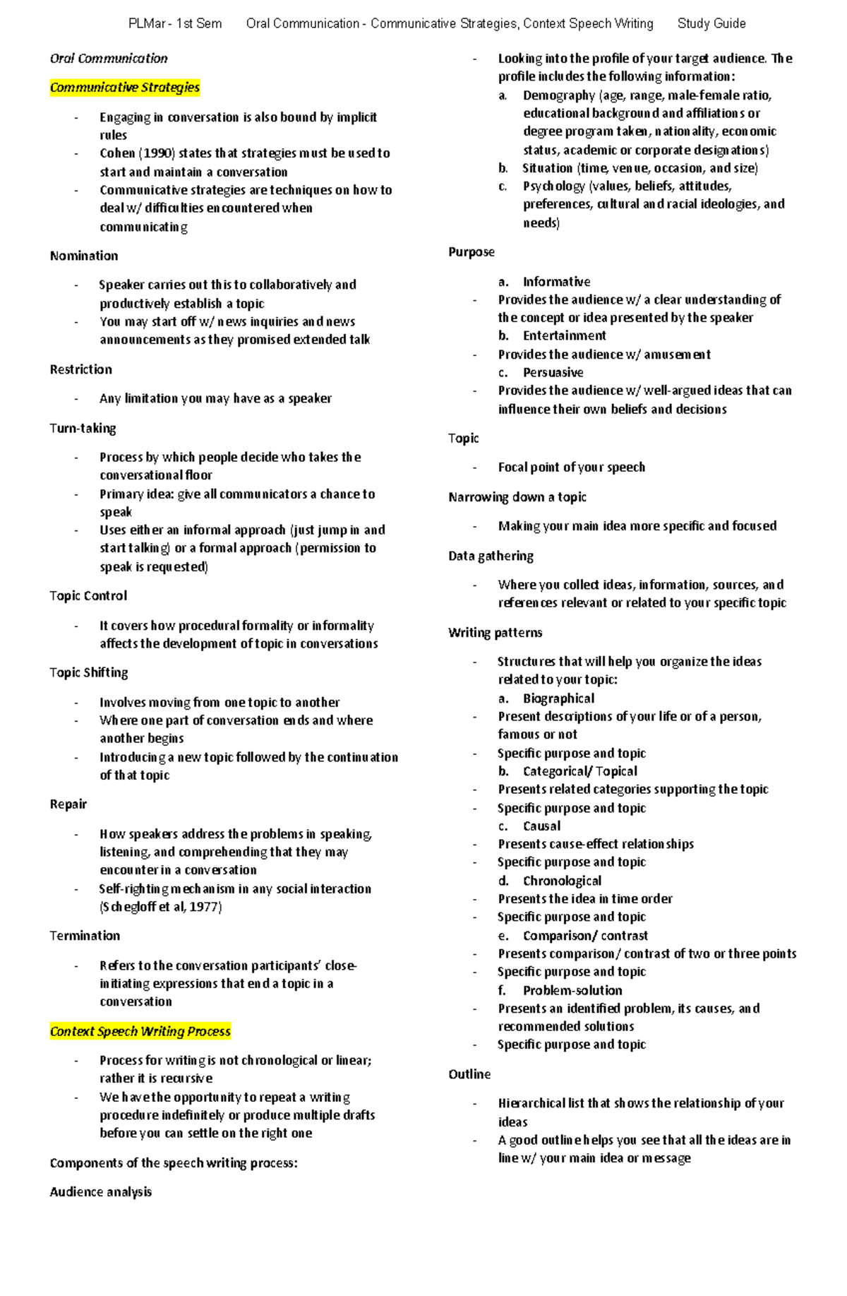 Plmar Oral Communication 1st Sem 2nd Quarter Study Guide 2 - Oral ...