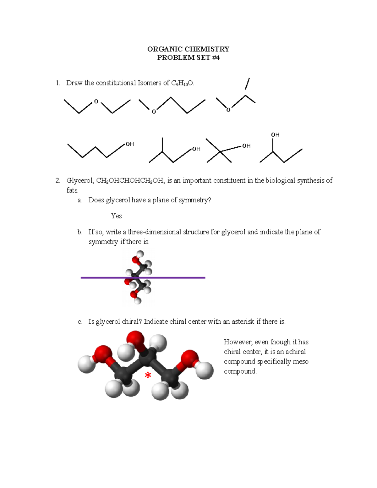 Constitutional Isomers C4h10o