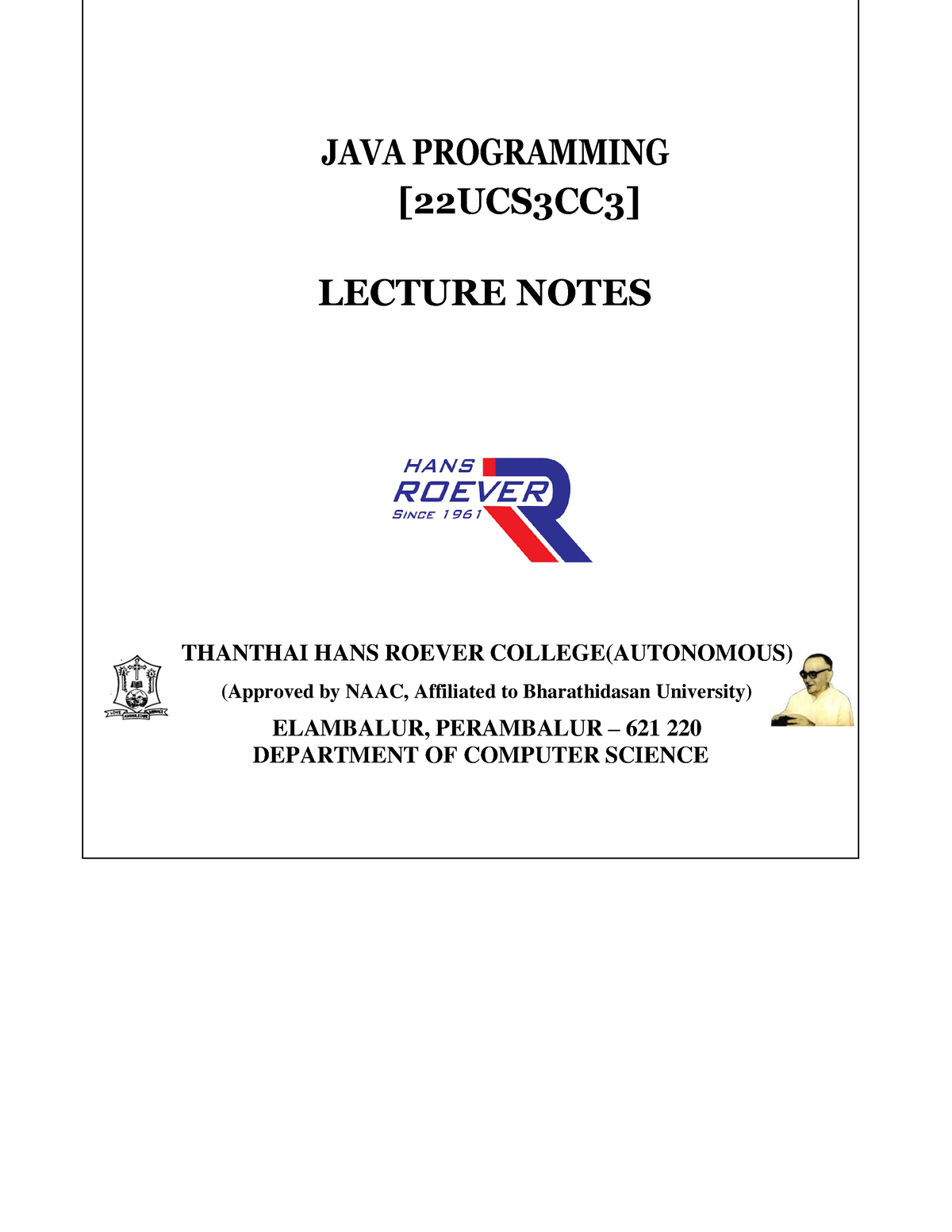 JAVA Programming Notes - JAVA PROGRAMMING [22UCS3CC3] LECTURE NOTES ...