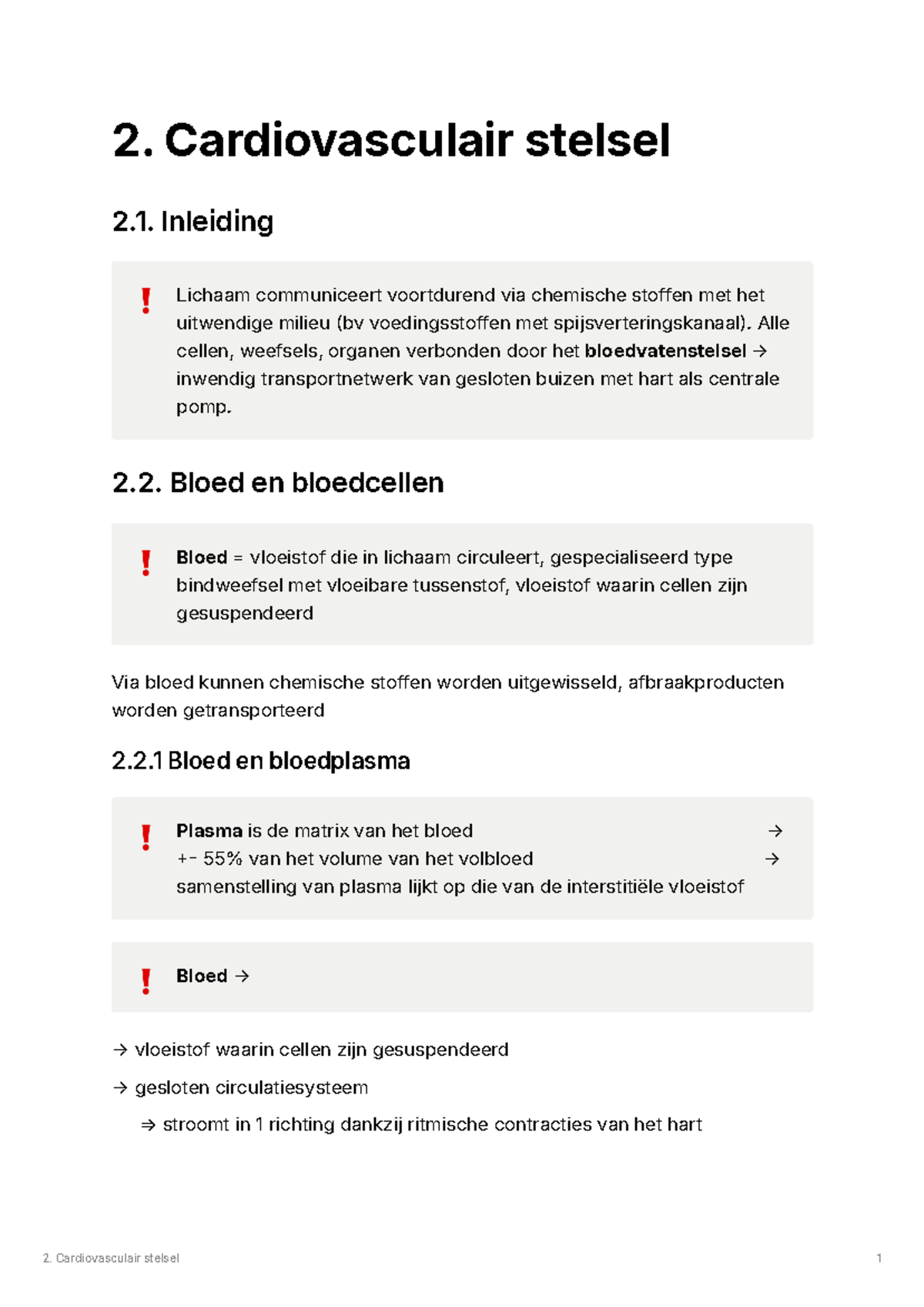 Cardiovasculair stelsel - 2. Cardiovasculair stelsel 2. Inleiding ...