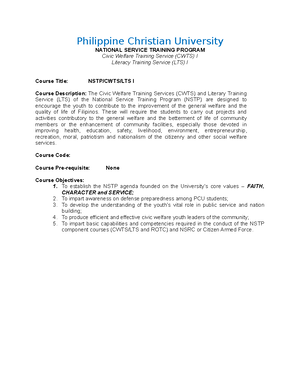 NSTP- Rationale-BSA1A - Rationale: In order to encourage cleanliness ...