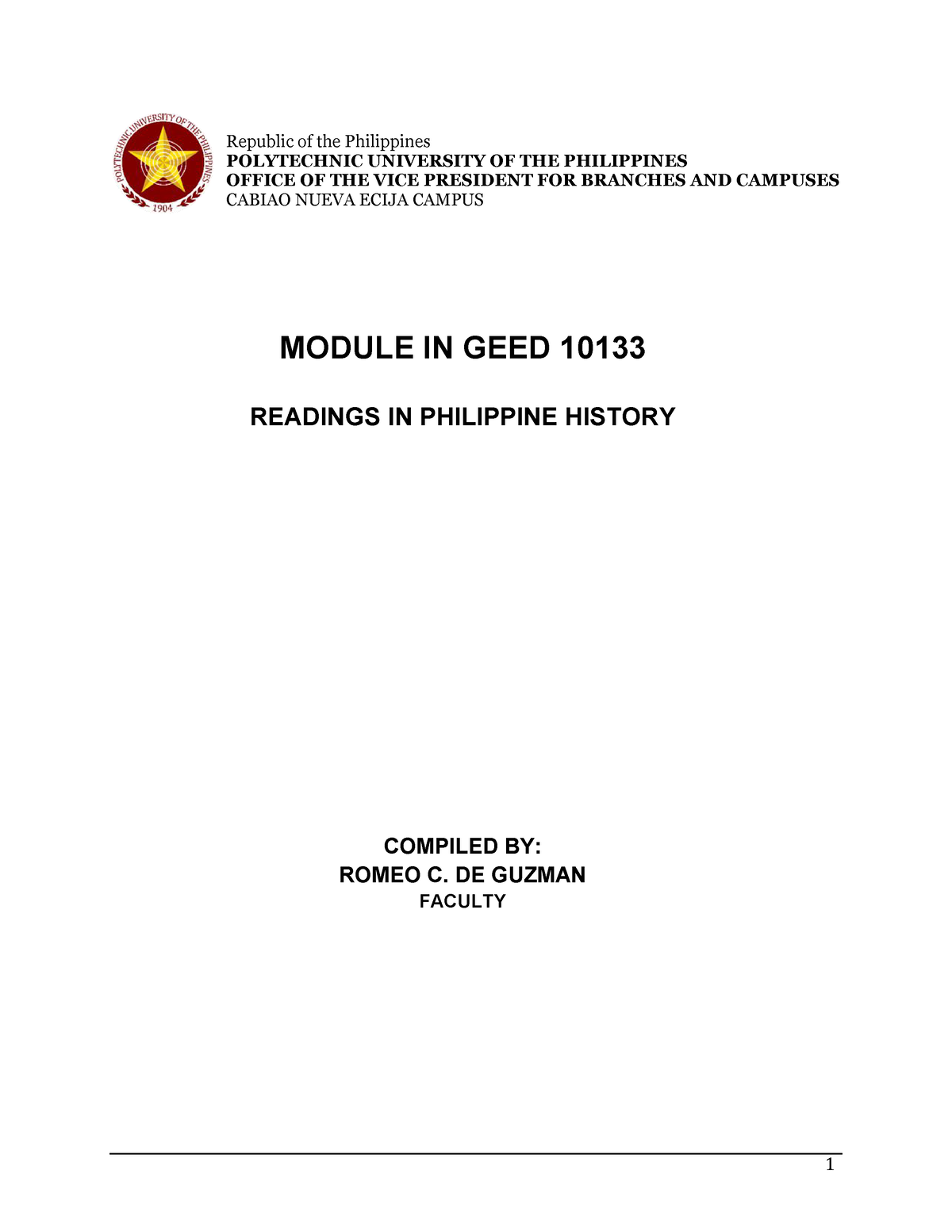 Module- Readings-IN Philippine History Final - Bachelor Of Elementary ...