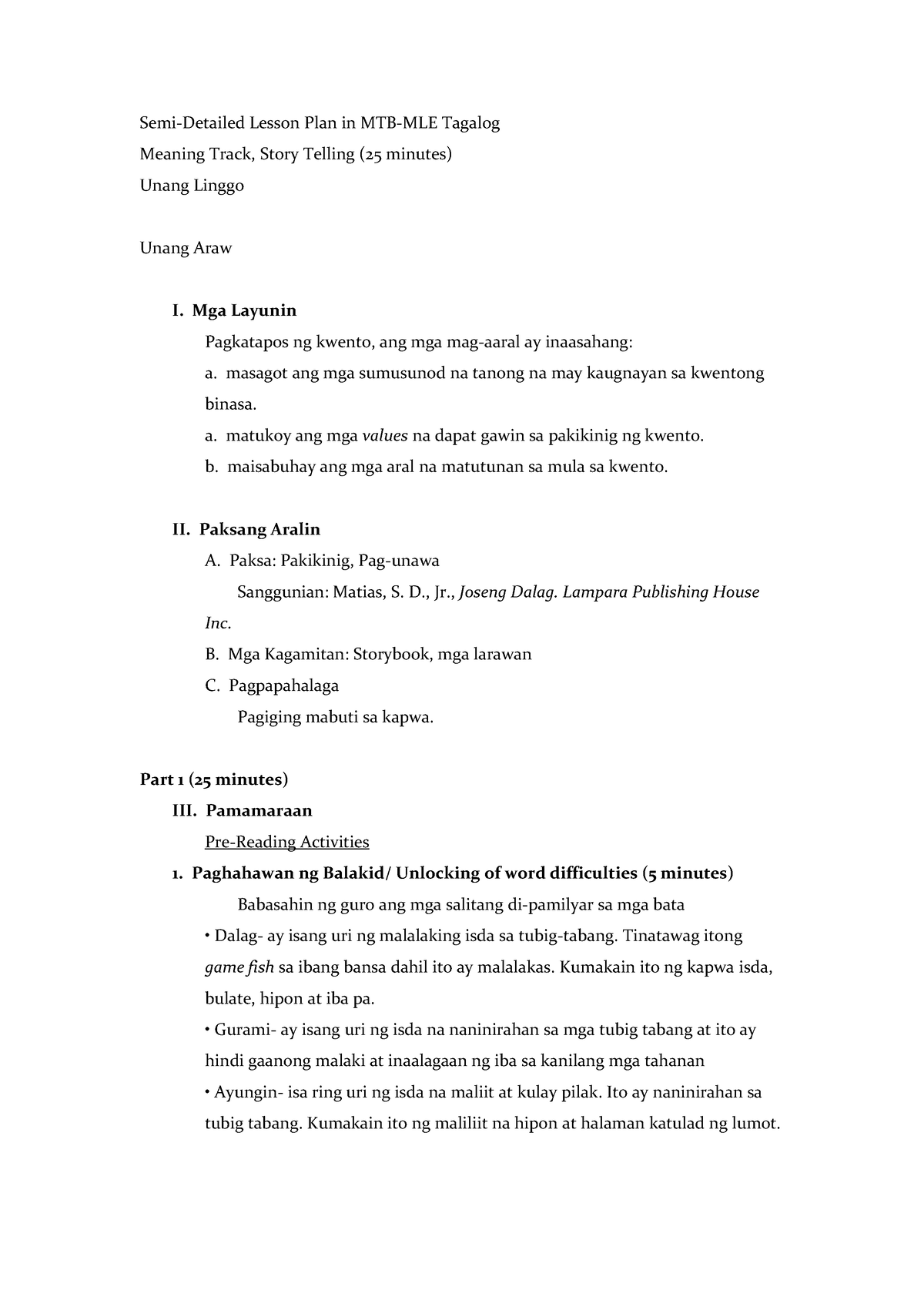 Semi Detailed Lesson Plan Mother Tongue Semi Detailed Lesson Plan In Mtb Mle Tagalog Meaning 8382