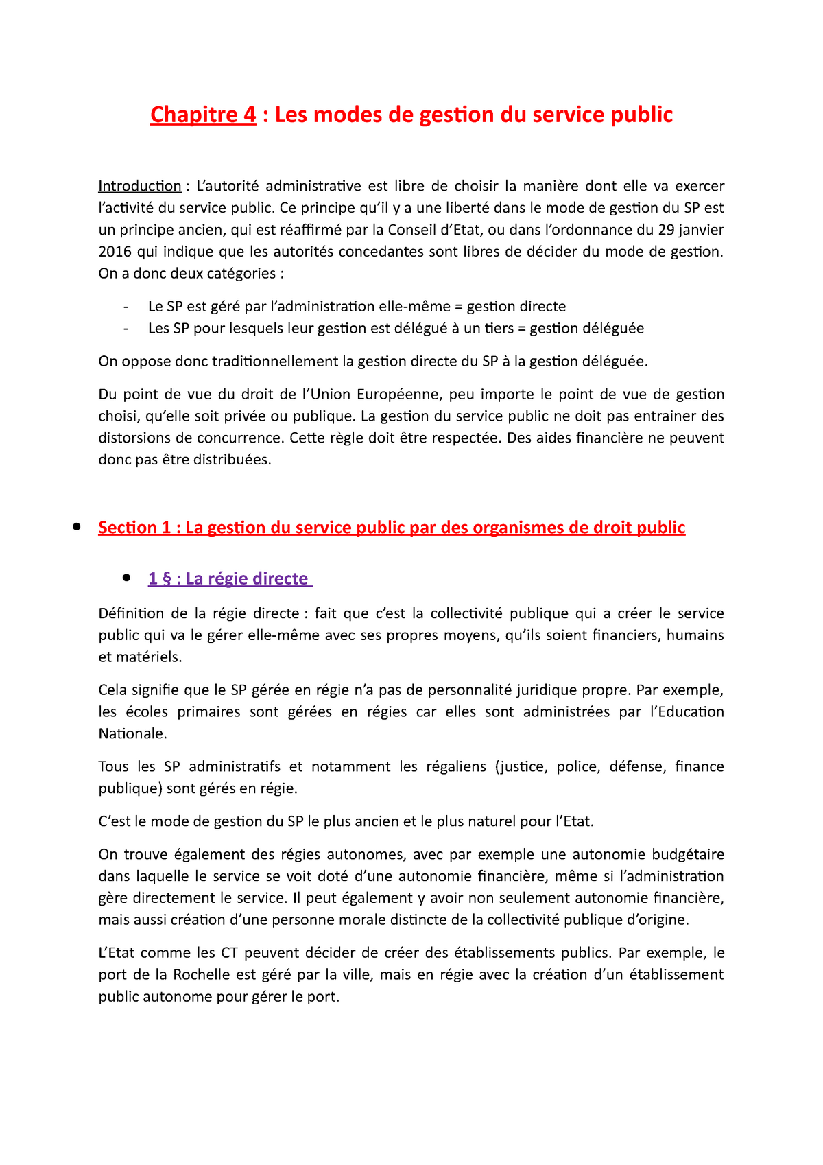 la gestion du service public dissertation