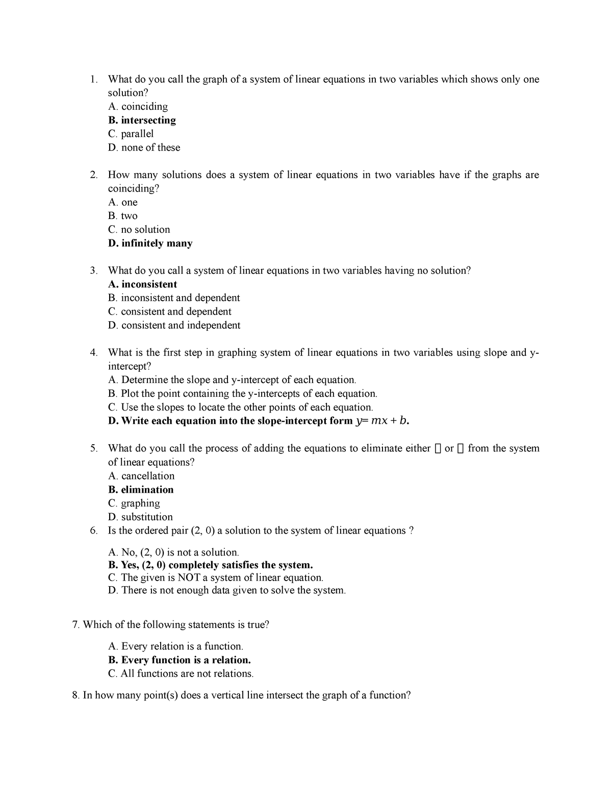 QUIZ Grade 8- Third Quarter - What do you call the graph of a system of ...