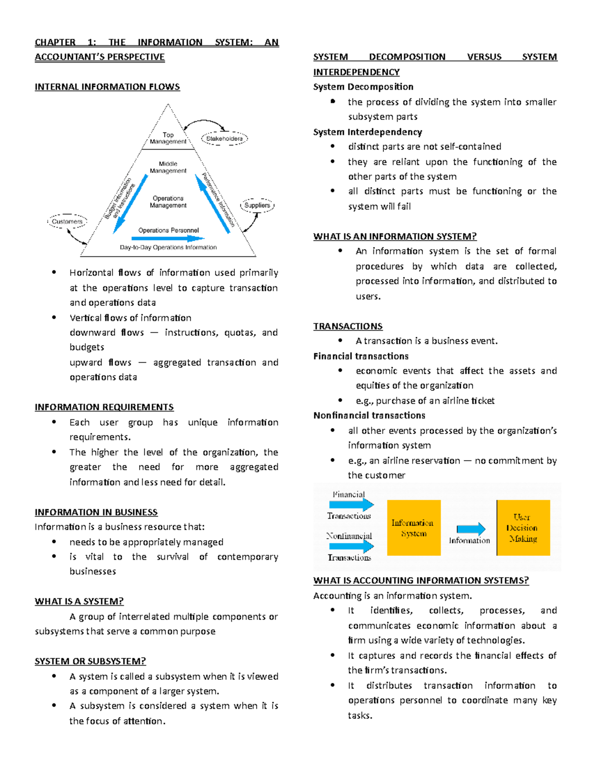 Chapter 1 THE Information System AN ACCO - CHAPTER 1: THE INFORMATION ...