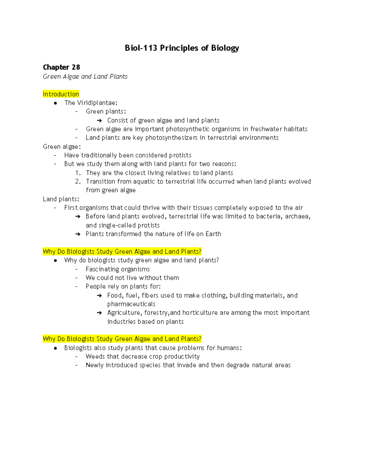 Biol-113 Principles of Biology - Biol-113 Principles of Biology Chapter ...