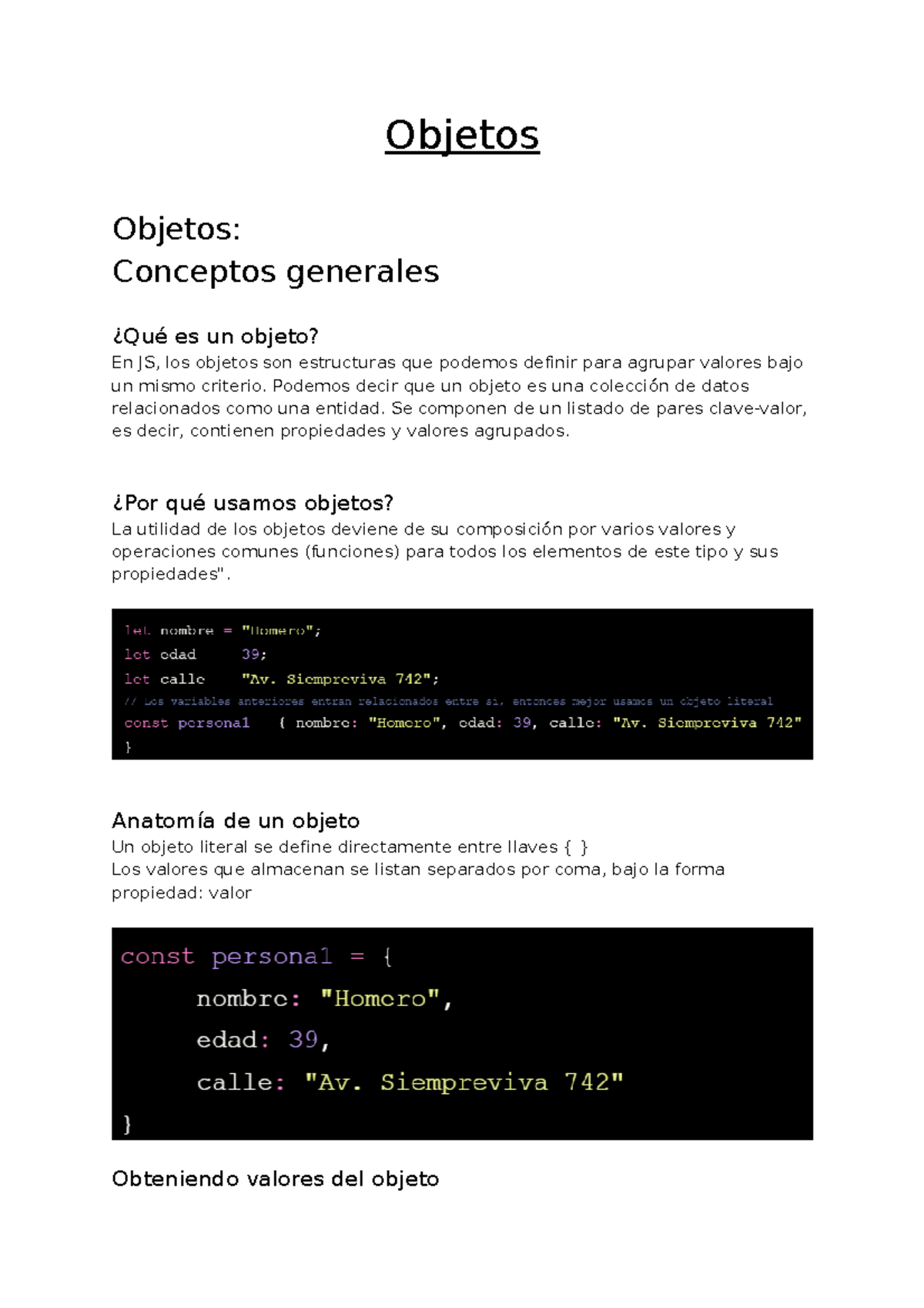 Clase - Objetos - Objetos Objetos: Conceptos generales ¿Qué es un ...