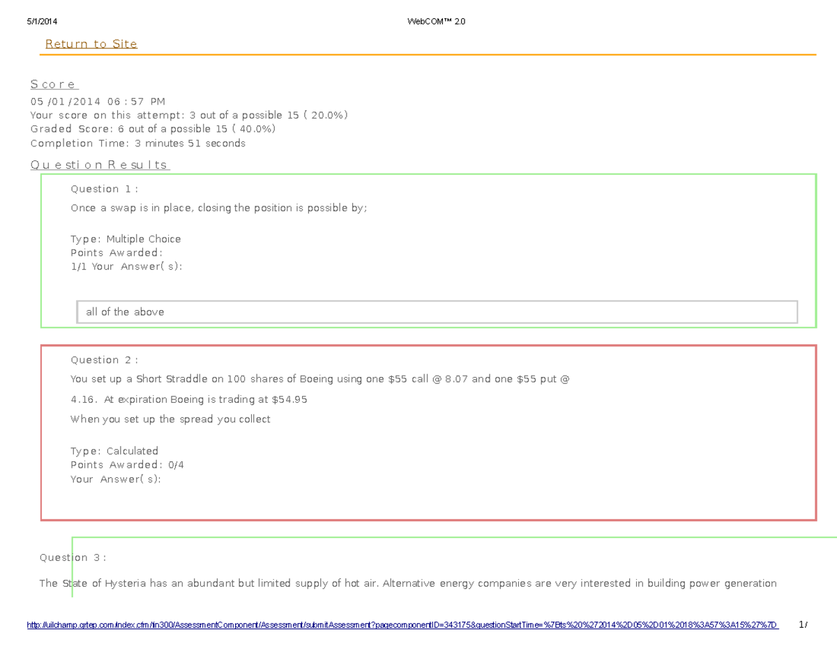 Homework Quiz Week 13 Attempt 2 - 5/1/2014 WebCOM™ 2. - Studocu