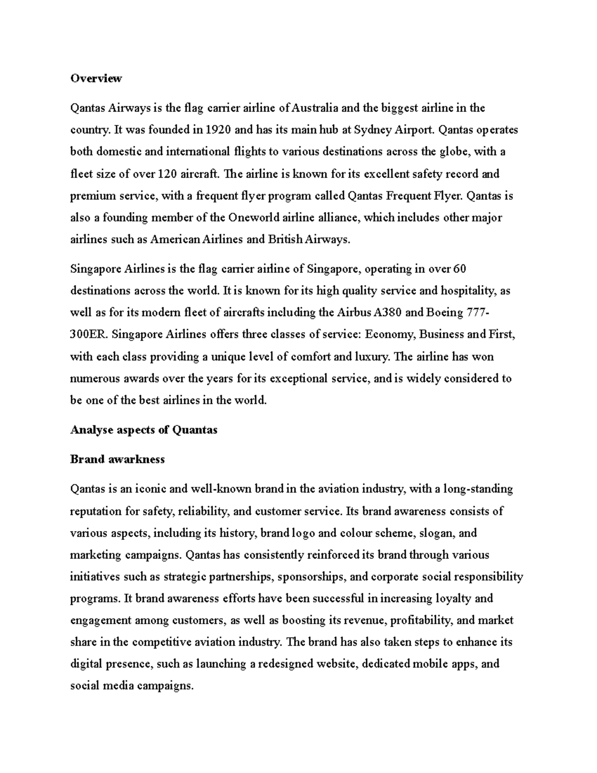 123 234 Overview Qantas Airways is the flag carrier airline of