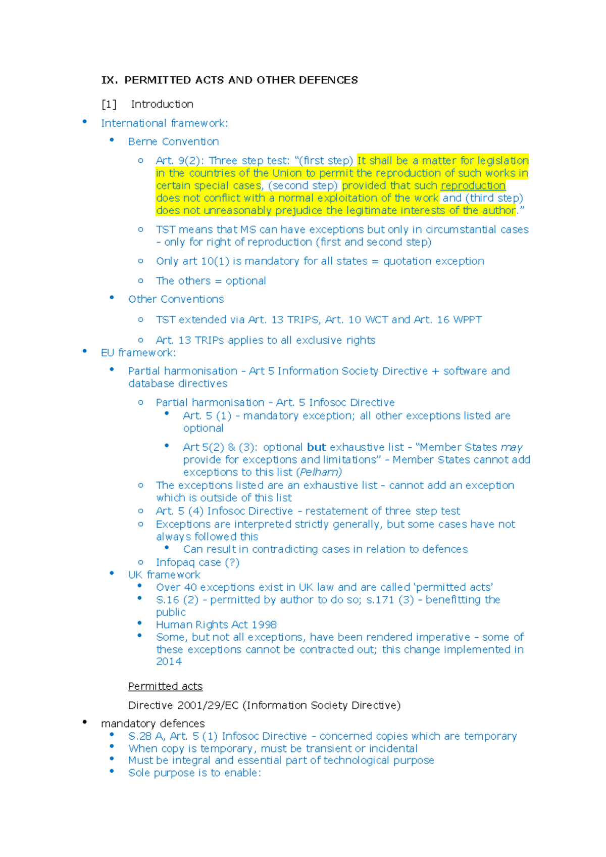 Defences and Moral Rights - IX. PERMITTED ACTS AND OTHER DEFENCES [1 ...