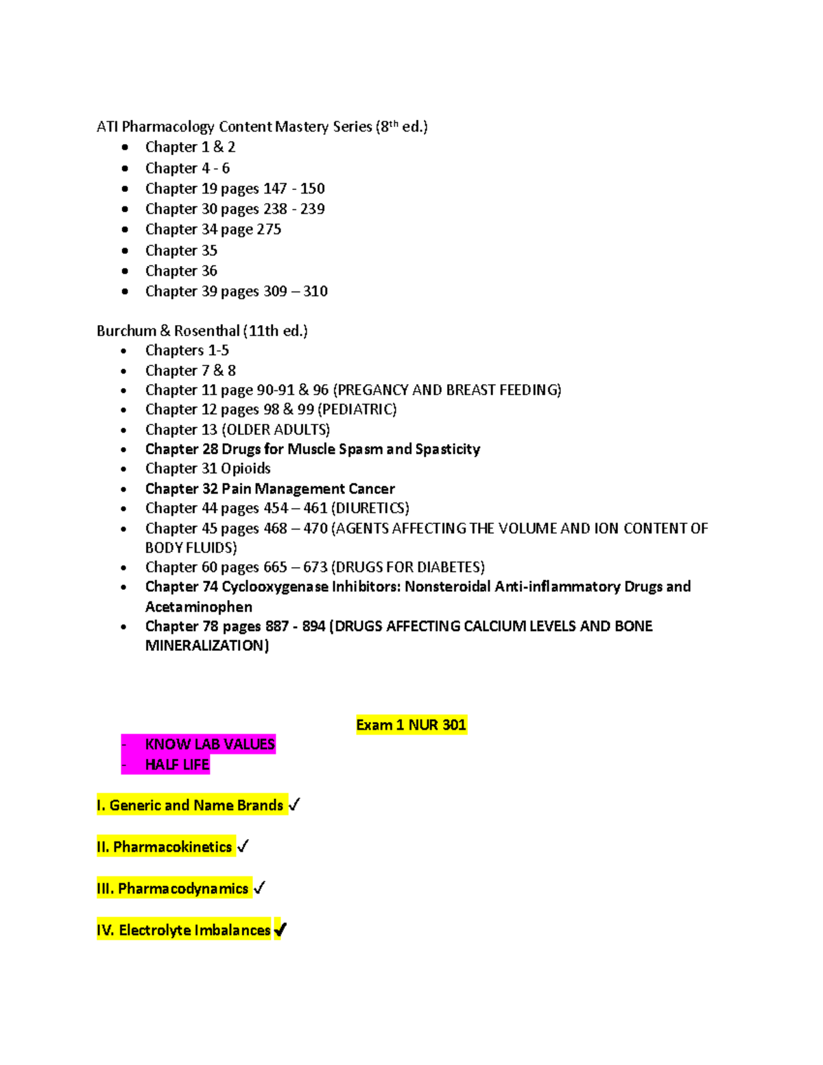 Exam 1 NUR 301 Pharmacology Diuretics ATI Pharmacology Content