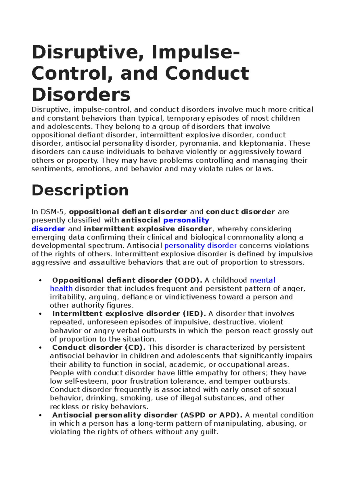 Disruptive Impulse Control Disorder - Disruptive, Impulse- Control, And ...