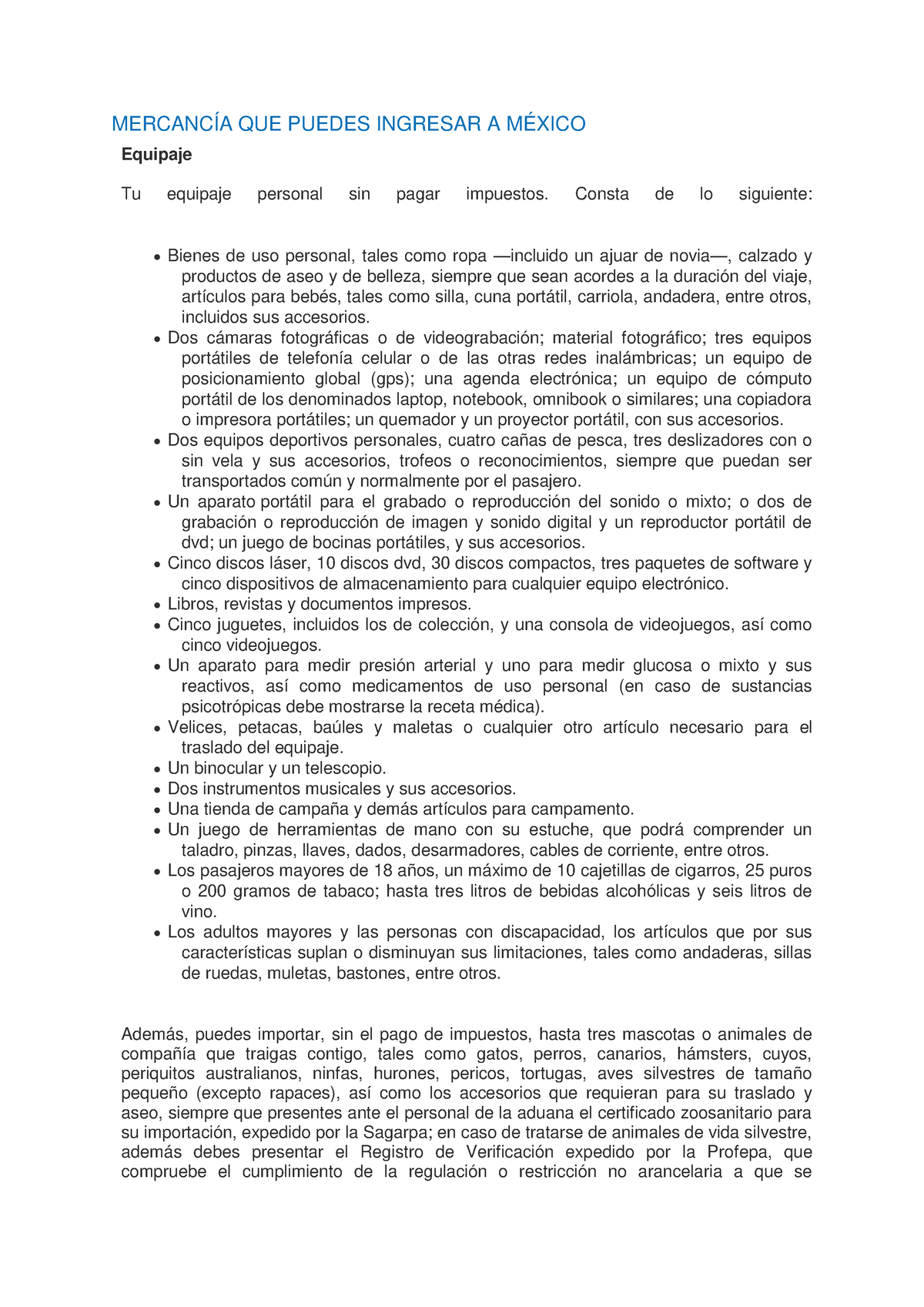 Mercanciaquepuedesingresaramexico MERCANCÍA QUE PUEDES INGRESAR A